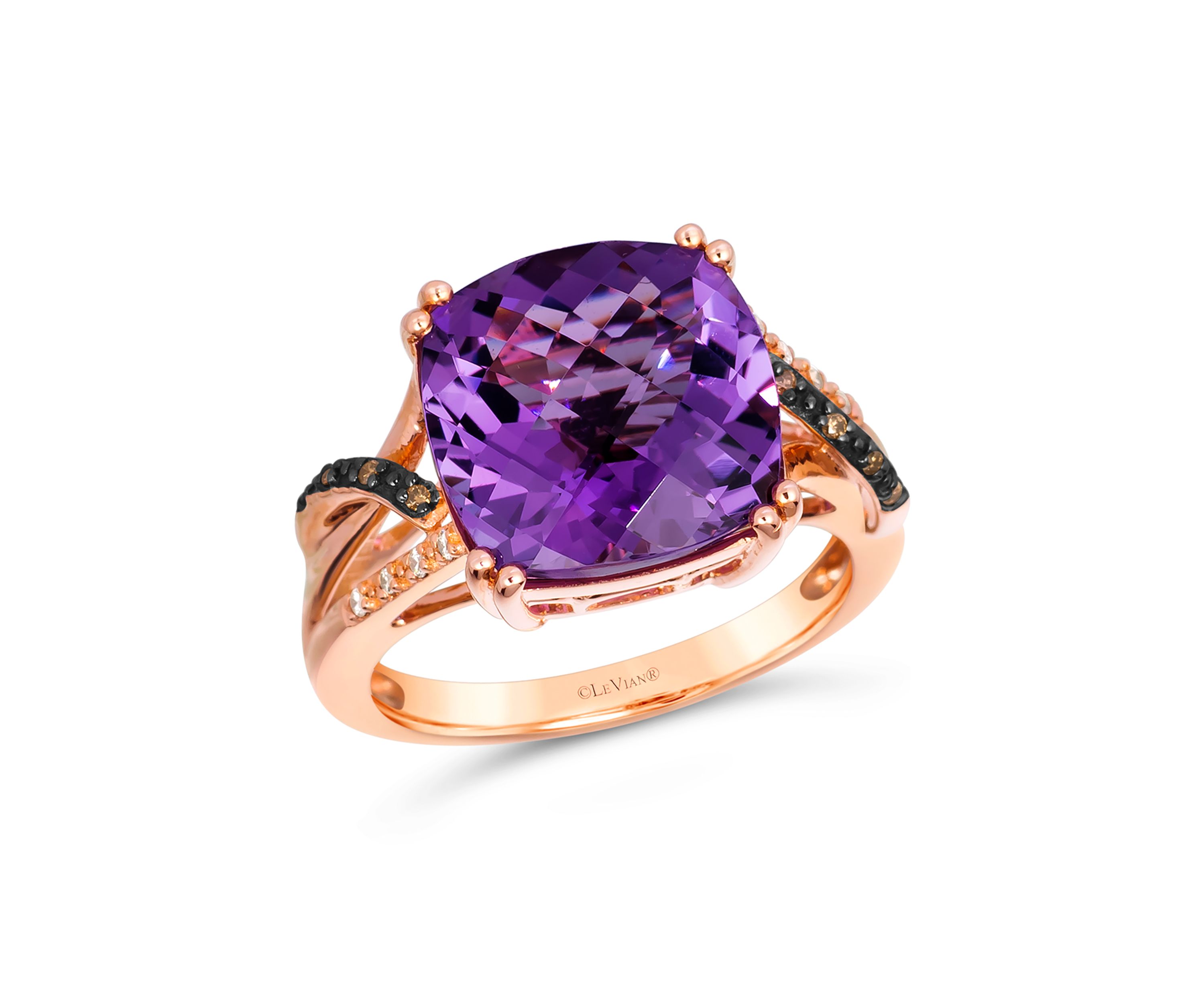 6.25 ct. t.w. Grape Amethyst™, Chocolate Diamonds®, Nude Diamonds™ Ring in 14K Strawberry Gold®