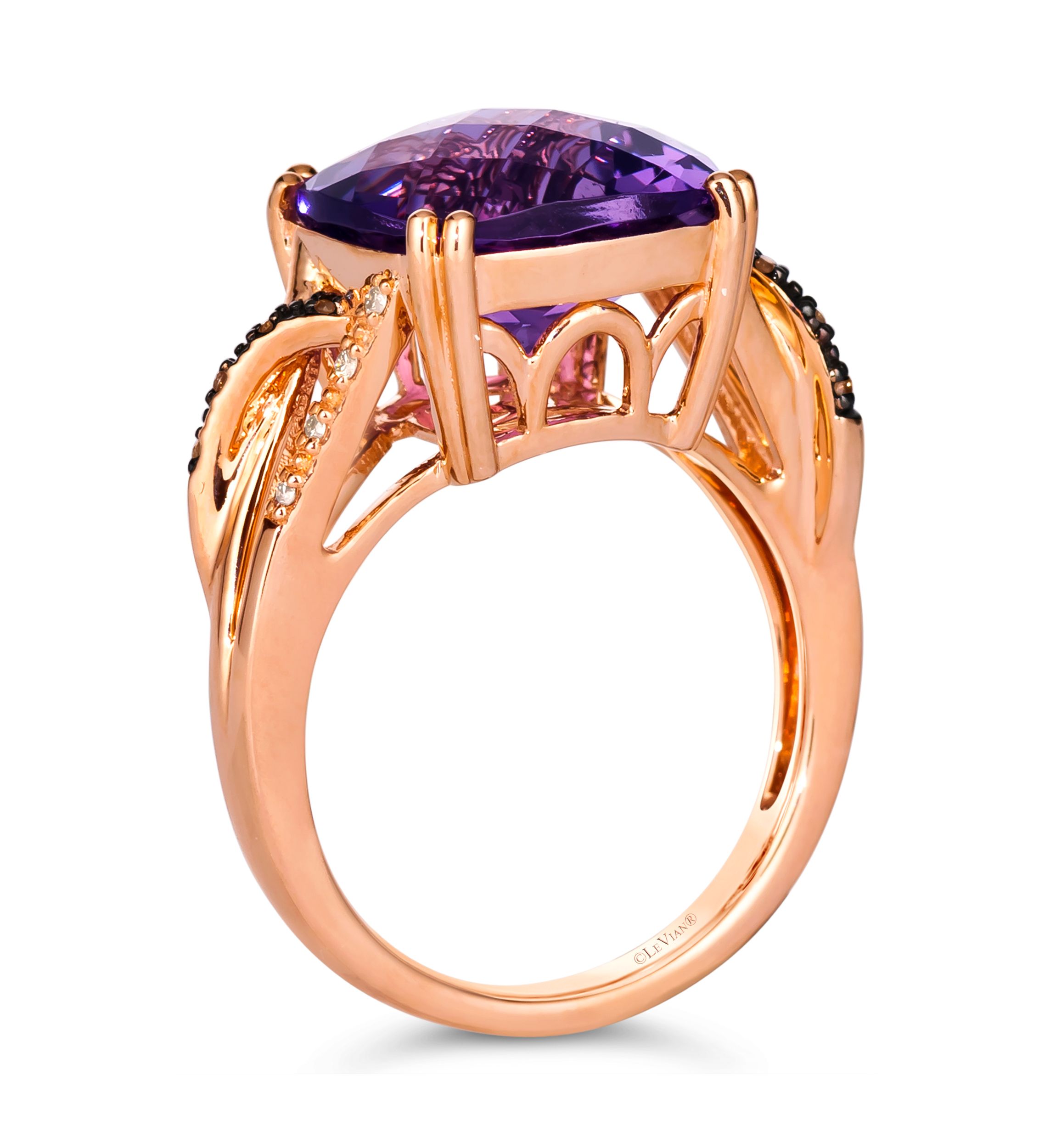 6.25 ct. t.w. Grape Amethyst™, Chocolate Diamonds®, Nude Diamonds™ Ring in 14K Strawberry Gold®