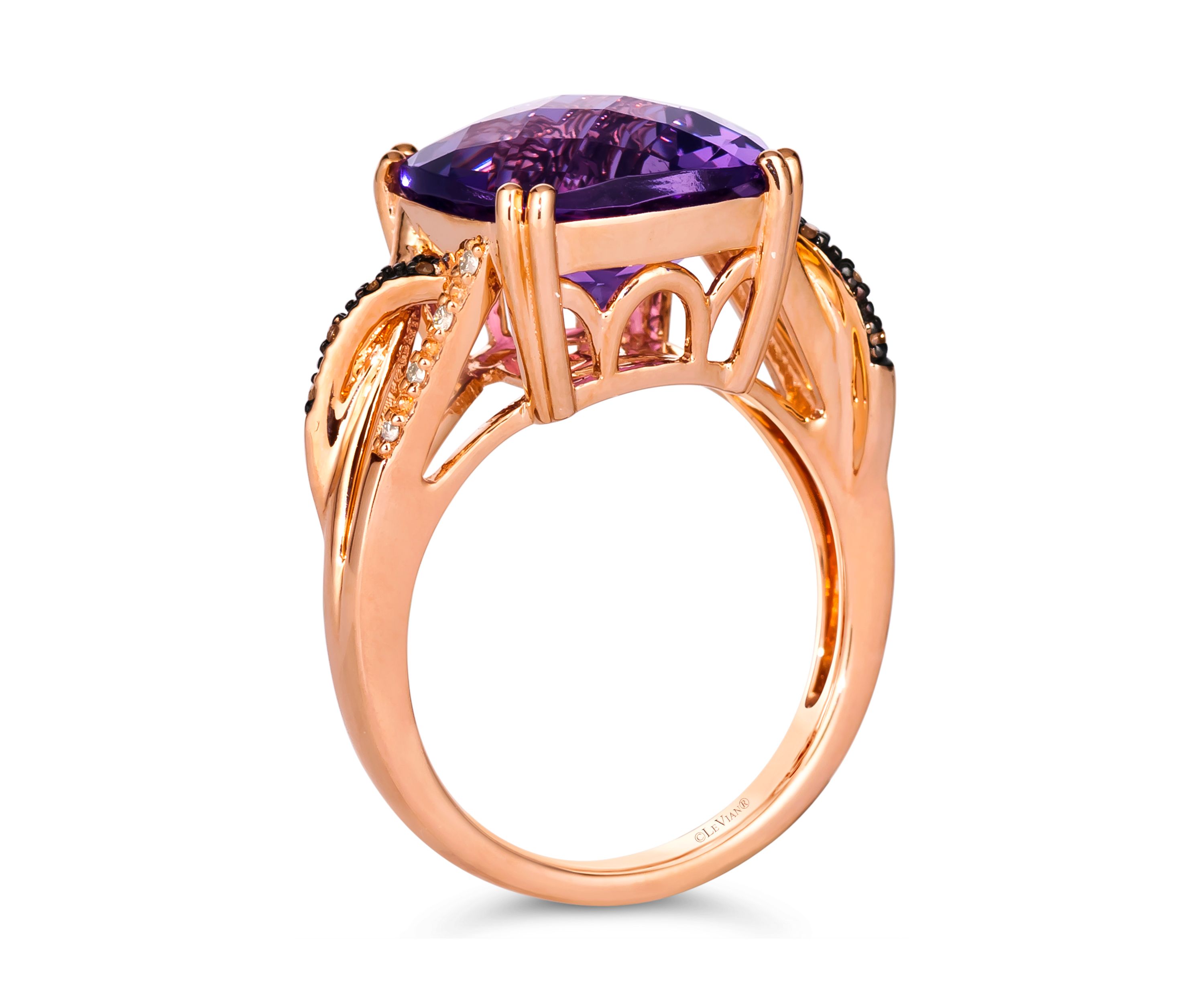 6.25 ct. t.w. Grape Amethyst™, Chocolate Diamonds®, Nude Diamonds™ Ring in 14K Strawberry Gold®