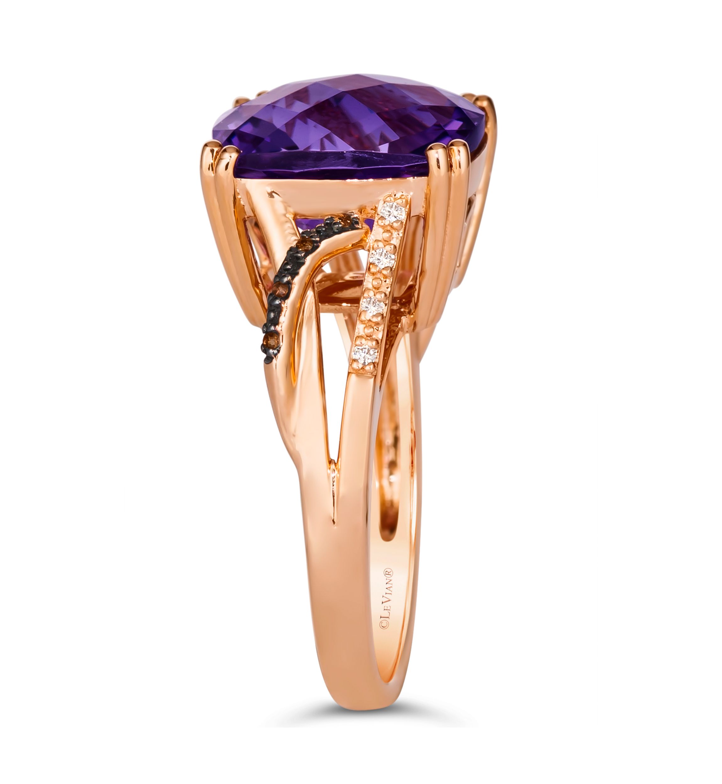 6.25 ct. t.w. Grape Amethyst™, Chocolate Diamonds®, Nude Diamonds™ Ring in 14K Strawberry Gold®