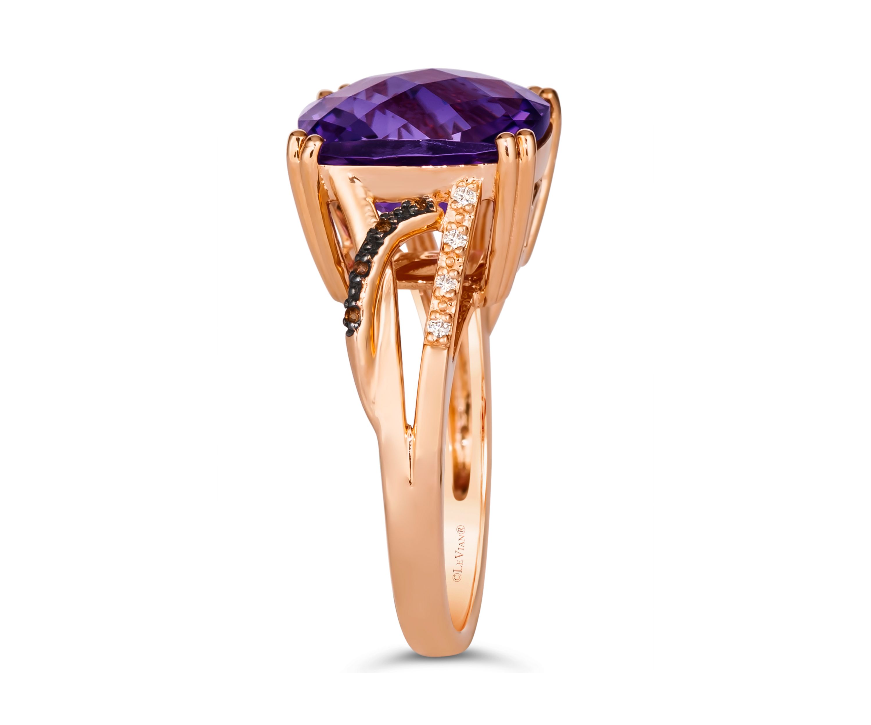 6.25 ct. t.w. Grape Amethyst™, Chocolate Diamonds®, Nude Diamonds™ Ring in 14K Strawberry Gold®