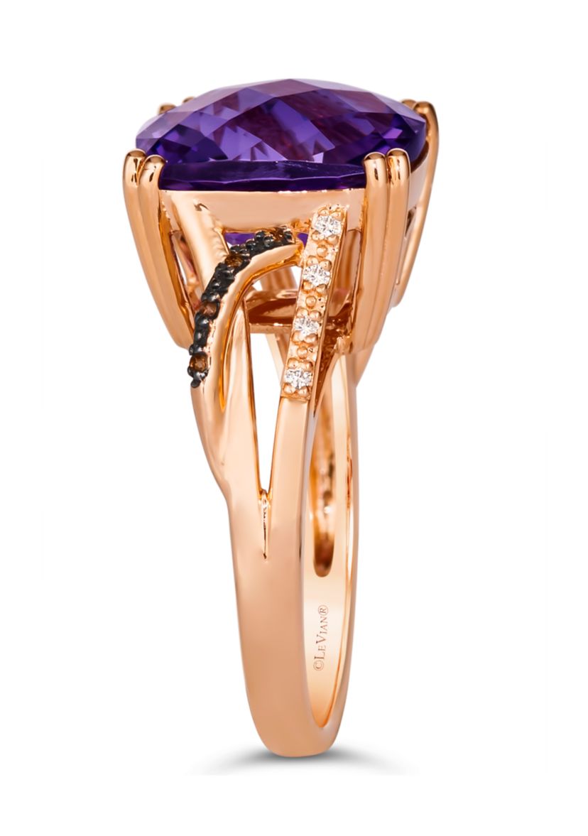 6.25 ct. t.w. Grape Amethyst™, Chocolate Diamonds®, Nude Diamonds™ Ring in 14K Strawberry Gold®