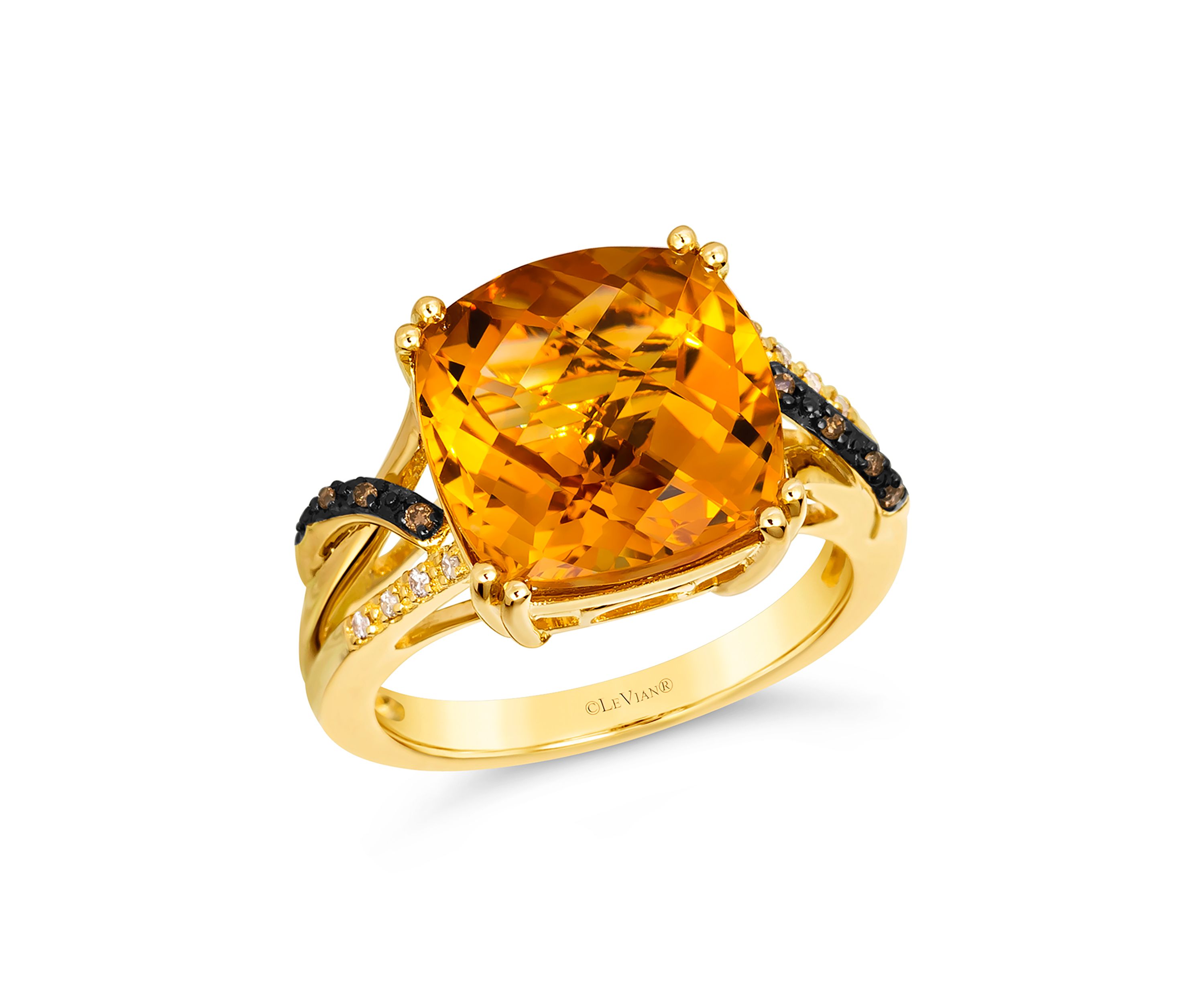 6.75 ct. t.w. Cinnamon Citrine®, Chocolate Diamonds®, Nude Diamonds™ Ring  in 14K Honey Gold™