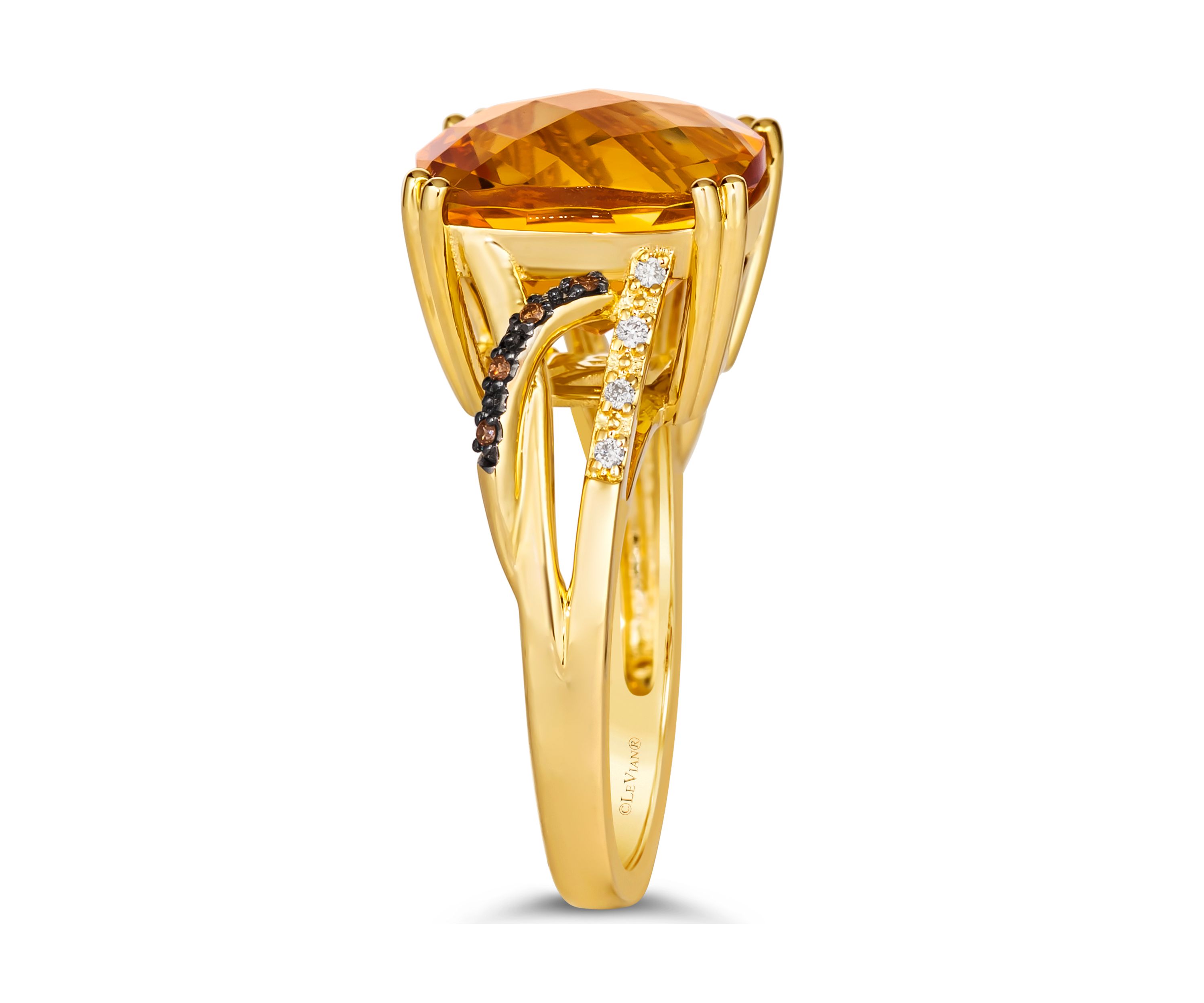 6.75 ct. t.w. Cinnamon Citrine®, Chocolate Diamonds®, Nude Diamonds™ Ring  in 14K Honey Gold™