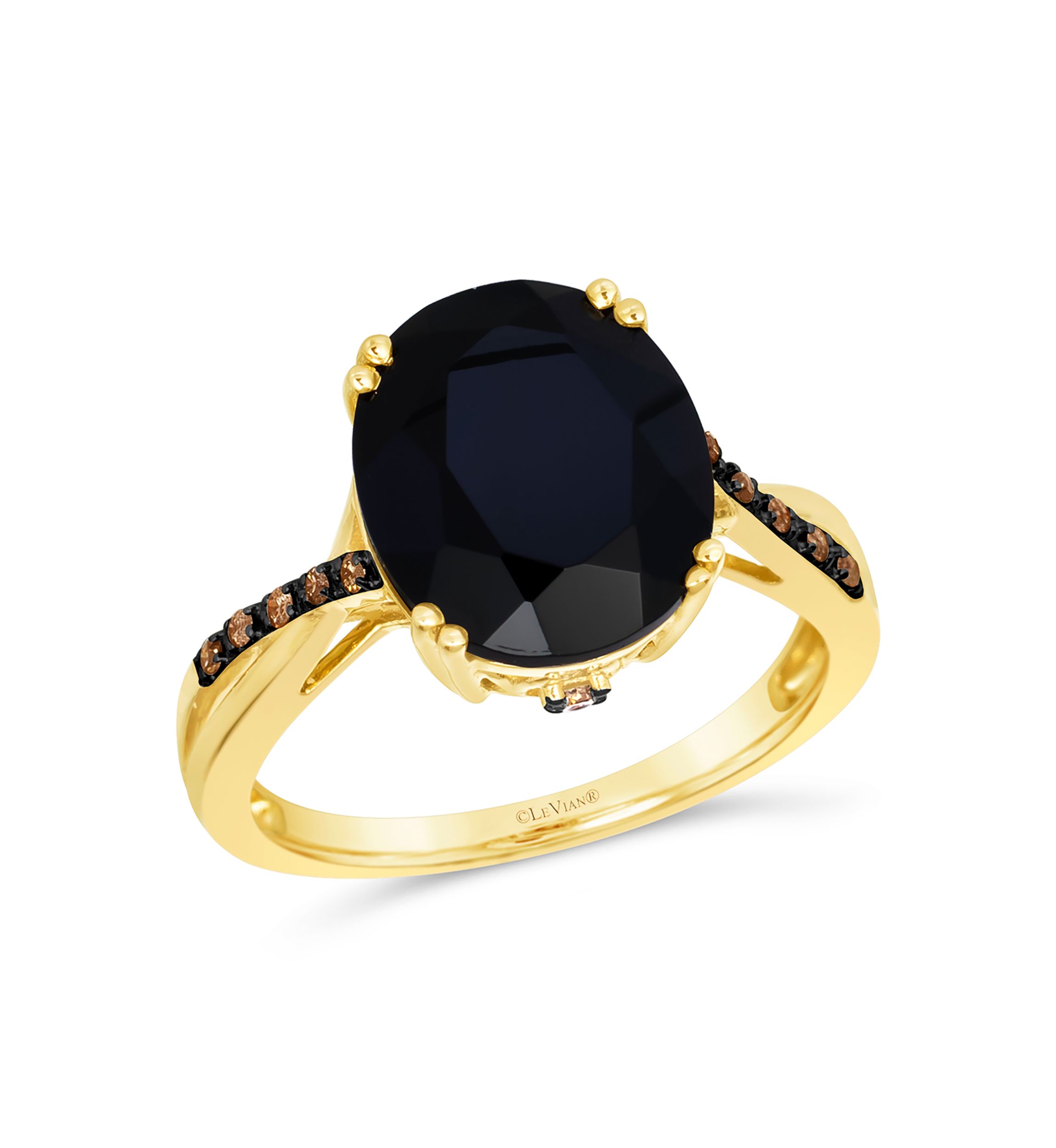 3.87 ct. t.w. Onyx, Nude Diamonds™, 1/20 ct. t.w. Chocolate Diamonds® Ring in 14K Honey Gold™
