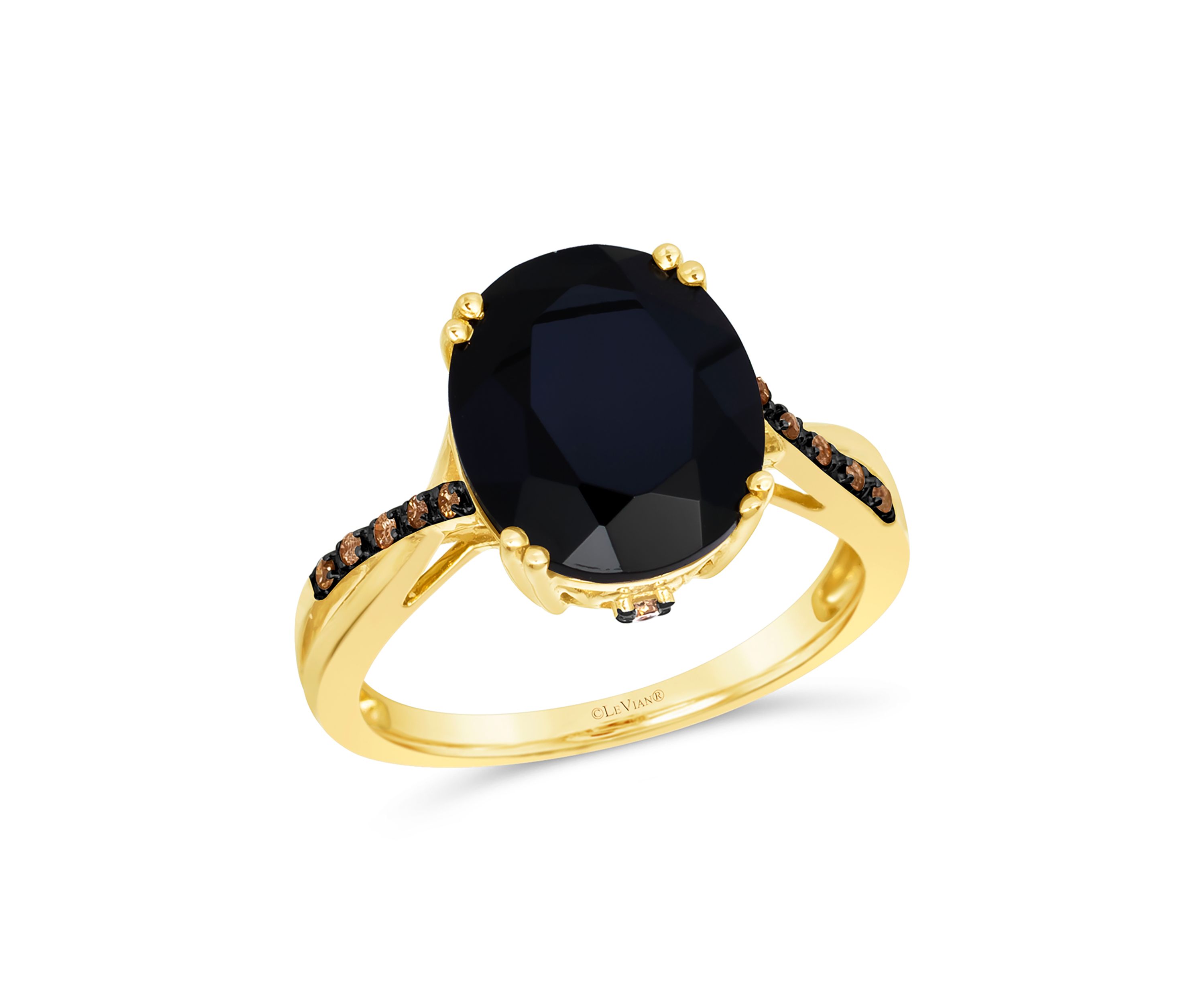 3.87 ct. t.w. Onyx, Nude Diamonds™, 1/20 ct. t.w. Chocolate Diamonds® Ring in 14K Honey Gold™