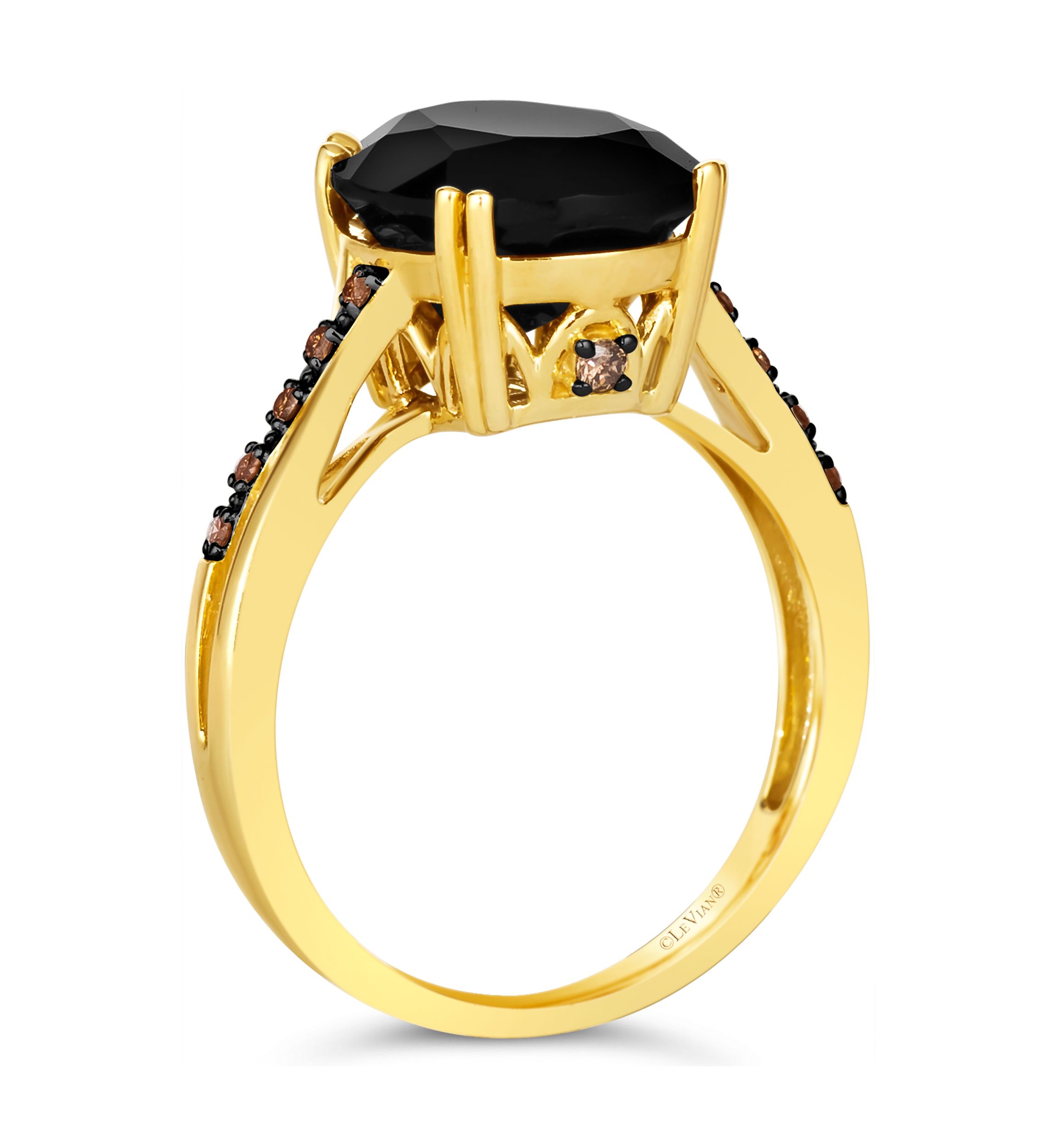 3.87 ct. t.w. Onyx, Nude Diamonds™, 1/20 ct. t.w. Chocolate Diamonds® Ring in 14K Honey Gold™