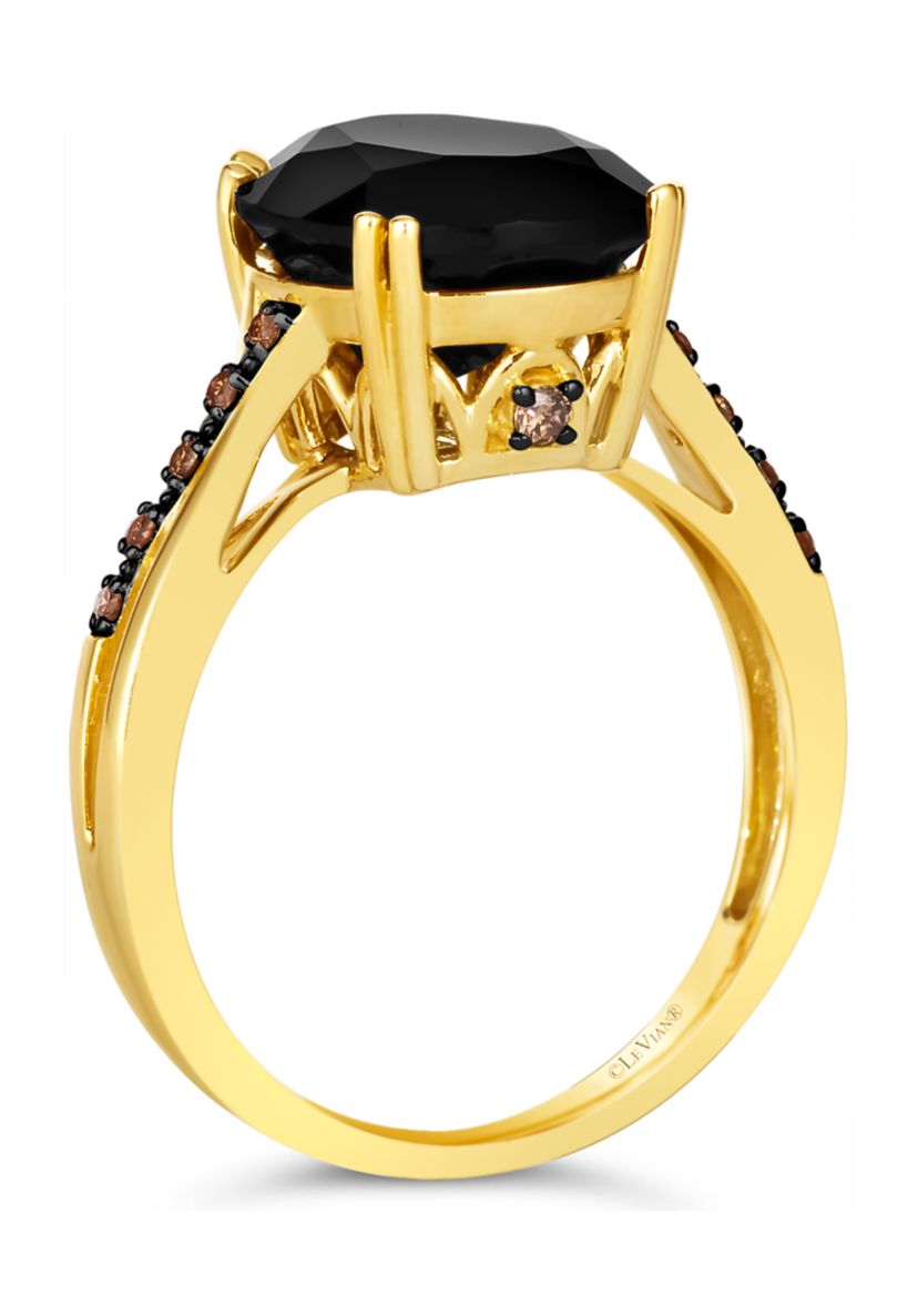 3.87 ct. t.w. Onyx, Nude Diamonds™, 1/20 ct. t.w. Chocolate Diamonds® Ring in 14K Honey Gold™