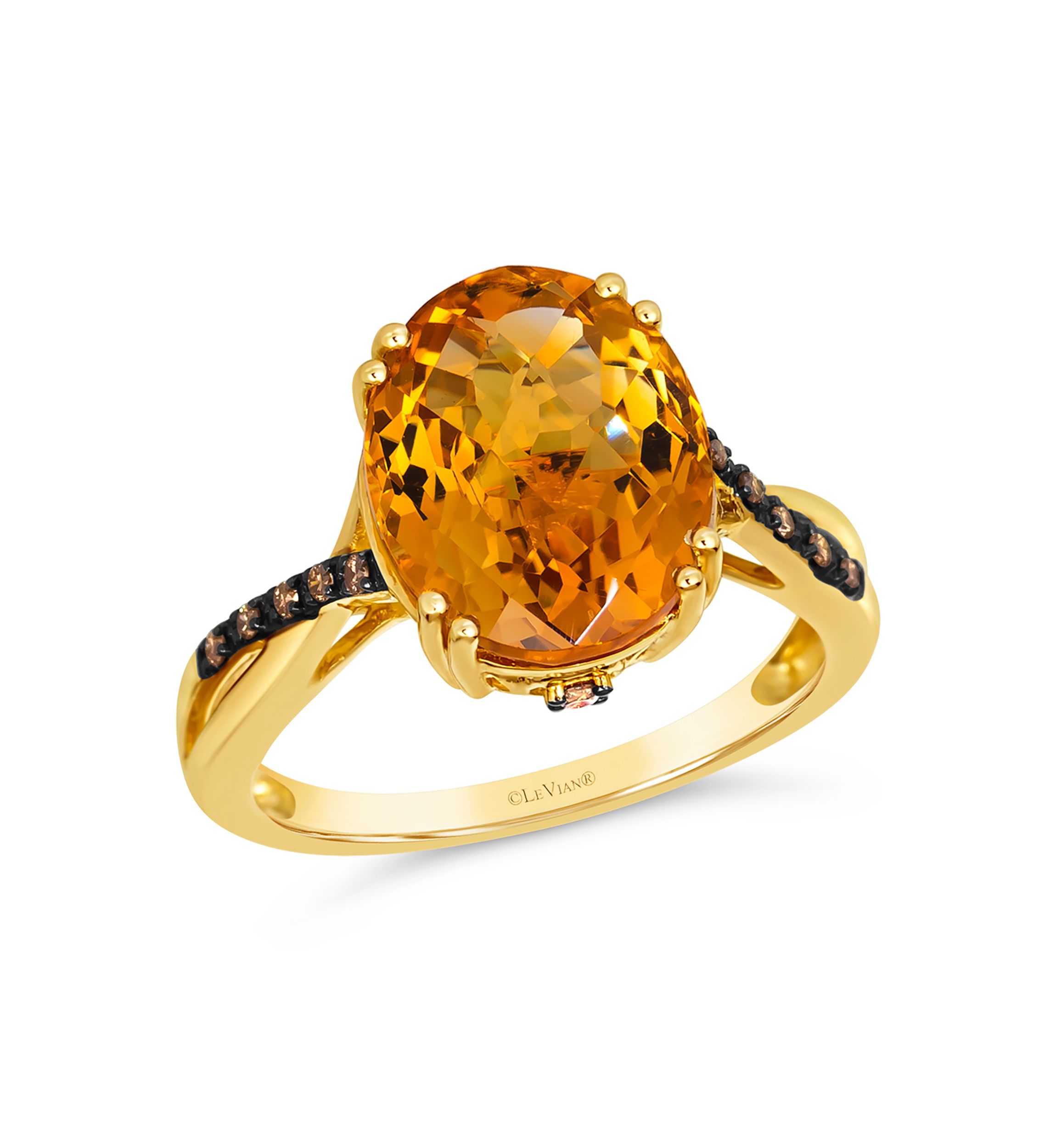 4.25 ct. t.w. Cinnamon Citrine®, Nude Diamonds™, 1/10 ct. t.w. Chocolate Diamonds® Ring  in 14K Honey Gold™