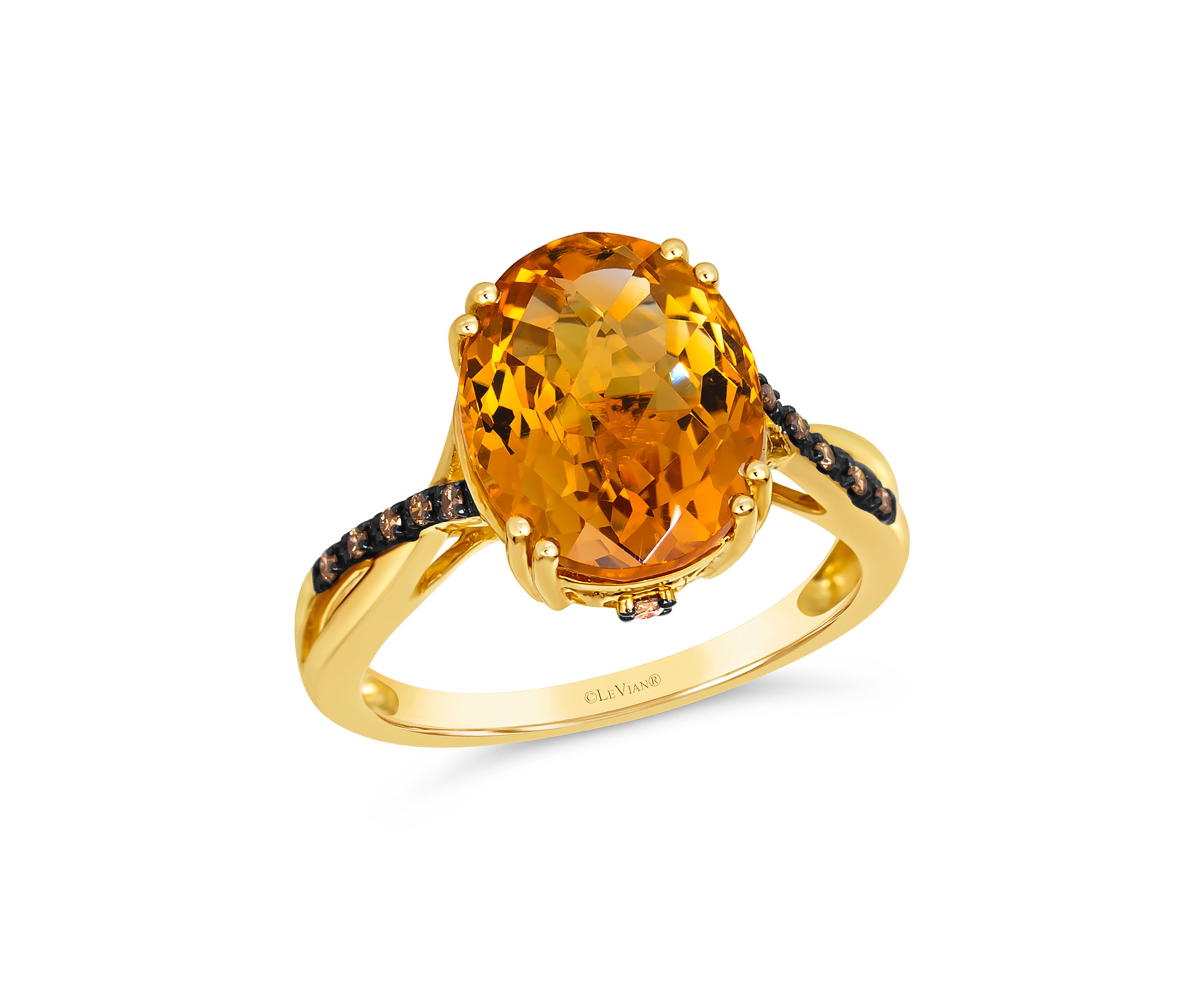 4.25 ct. t.w. Cinnamon Citrine®, Nude Diamonds™, 1/10 ct. t.w. Chocolate Diamonds® Ring  in 14K Honey Gold™