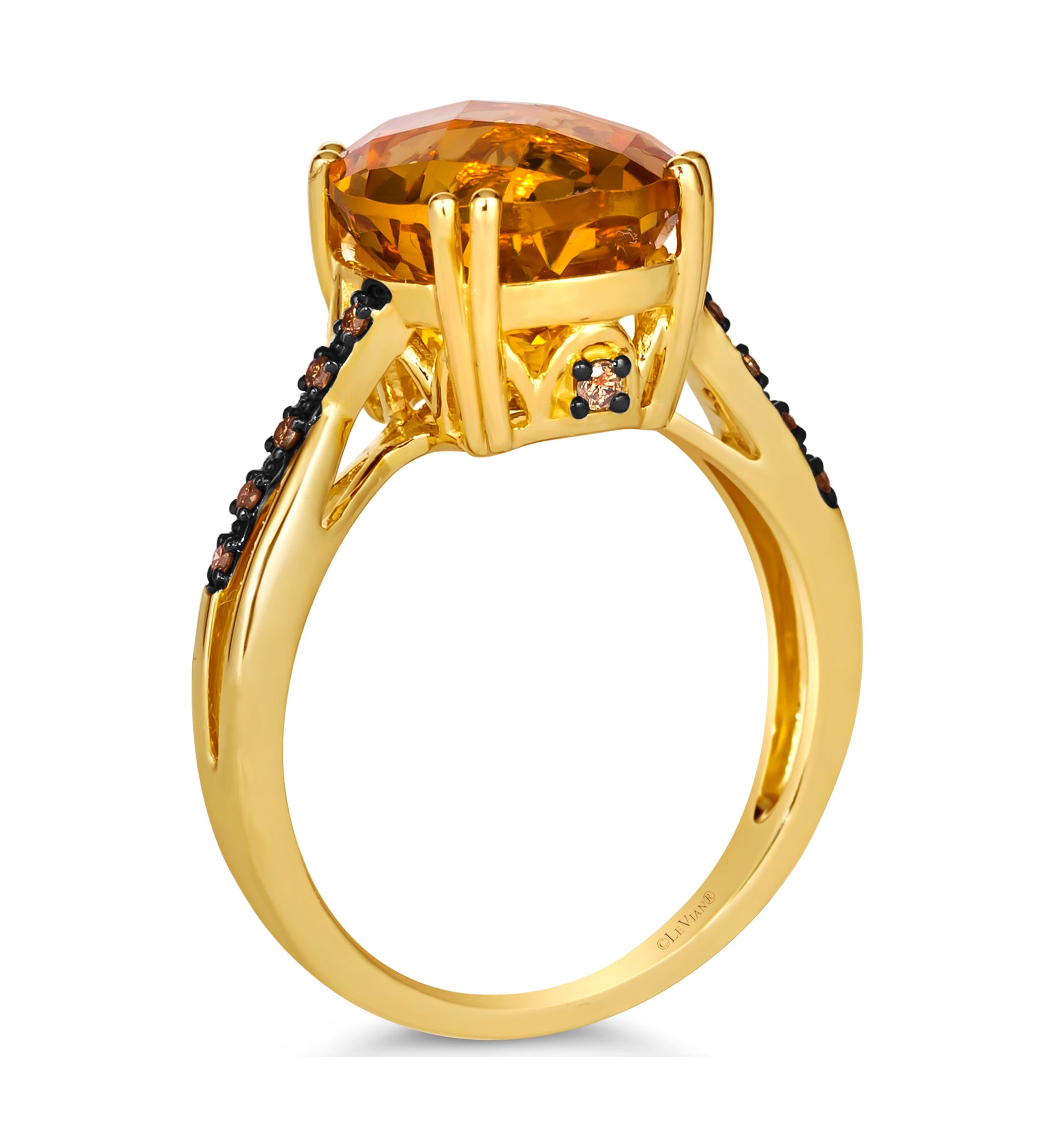 4.25 ct. t.w. Cinnamon Citrine®, Nude Diamonds™, 1/10 ct. t.w. Chocolate Diamonds® Ring  in 14K Honey Gold™