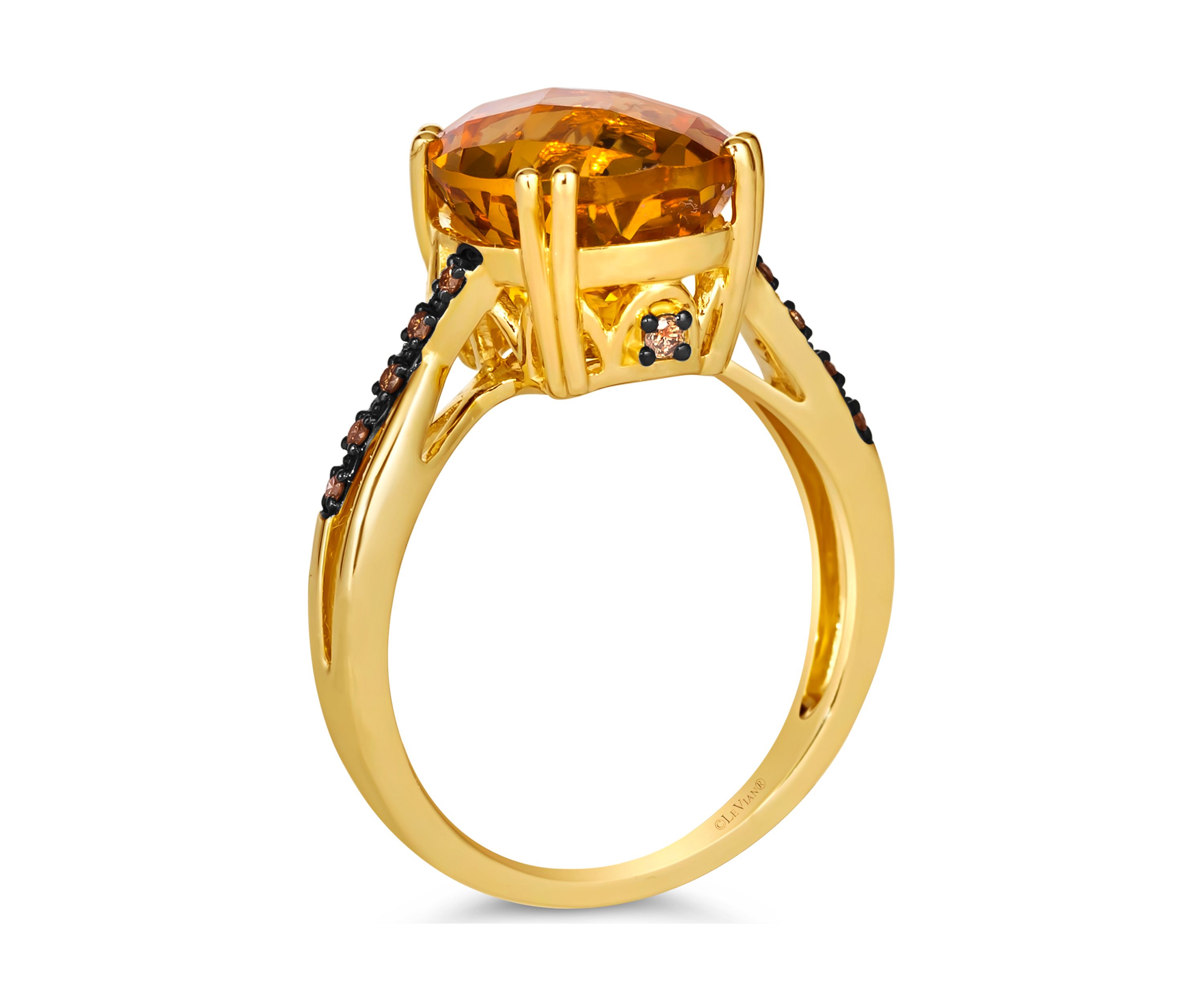4.25 ct. t.w. Cinnamon Citrine®, Nude Diamonds™, 1/10 ct. t.w. Chocolate Diamonds® Ring  in 14K Honey Gold™
