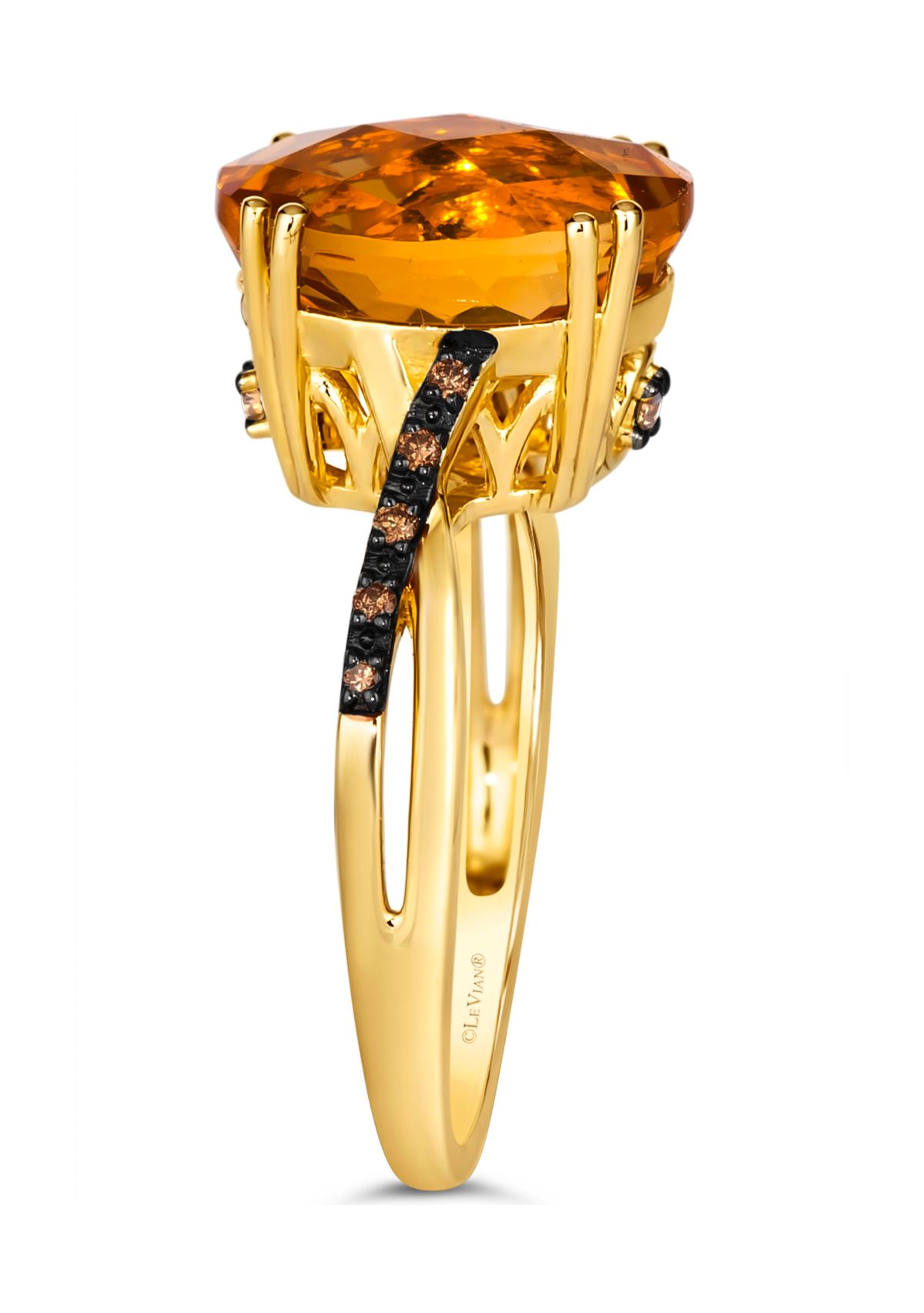 4.25 ct. t.w. Cinnamon Citrine®, Nude Diamonds™, 1/10 ct. t.w. Chocolate Diamonds® Ring  in 14K Honey Gold™