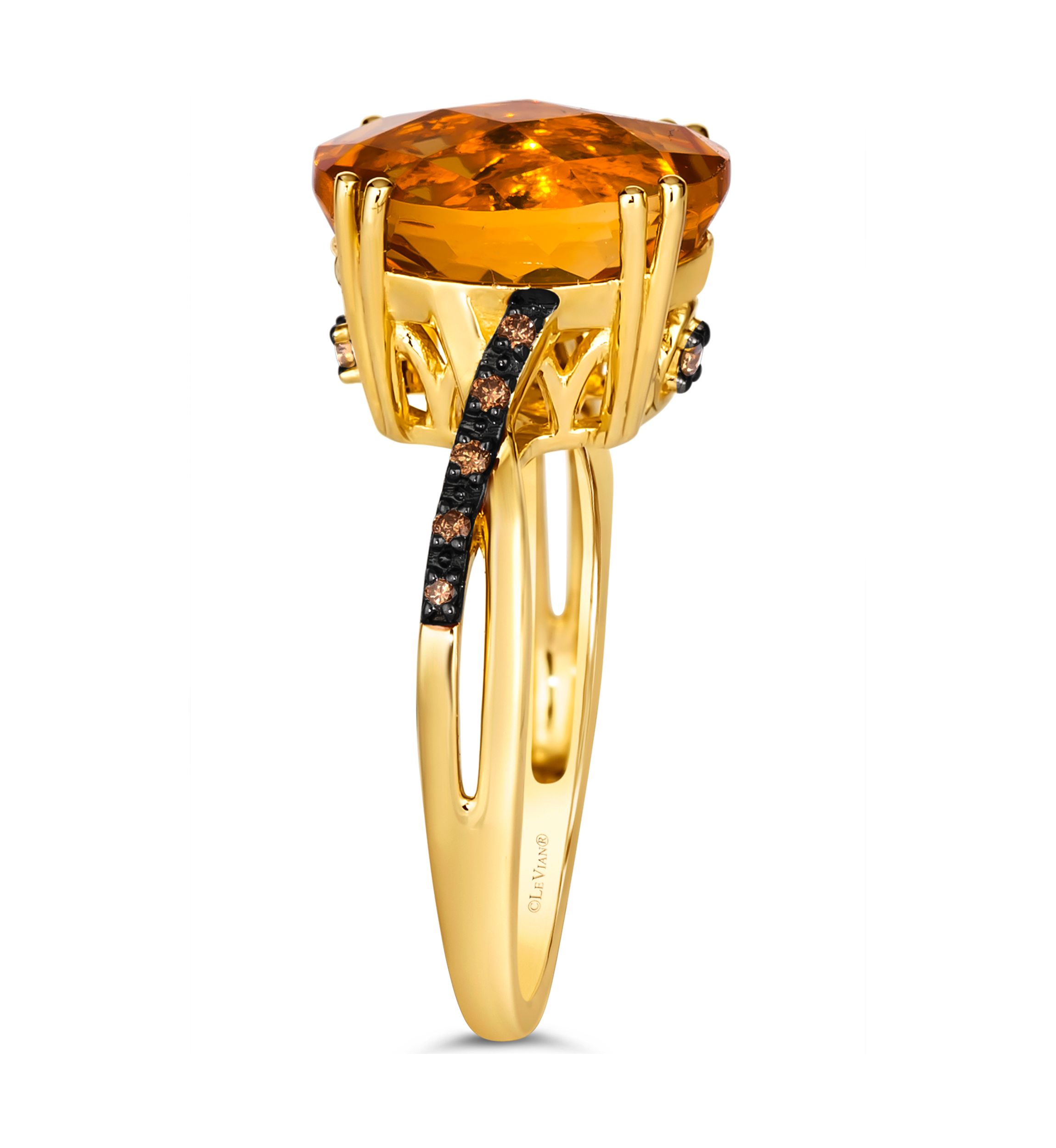 4.25 ct. t.w. Cinnamon Citrine®, Nude Diamonds™, 1/10 ct. t.w. Chocolate Diamonds® Ring  in 14K Honey Gold™
