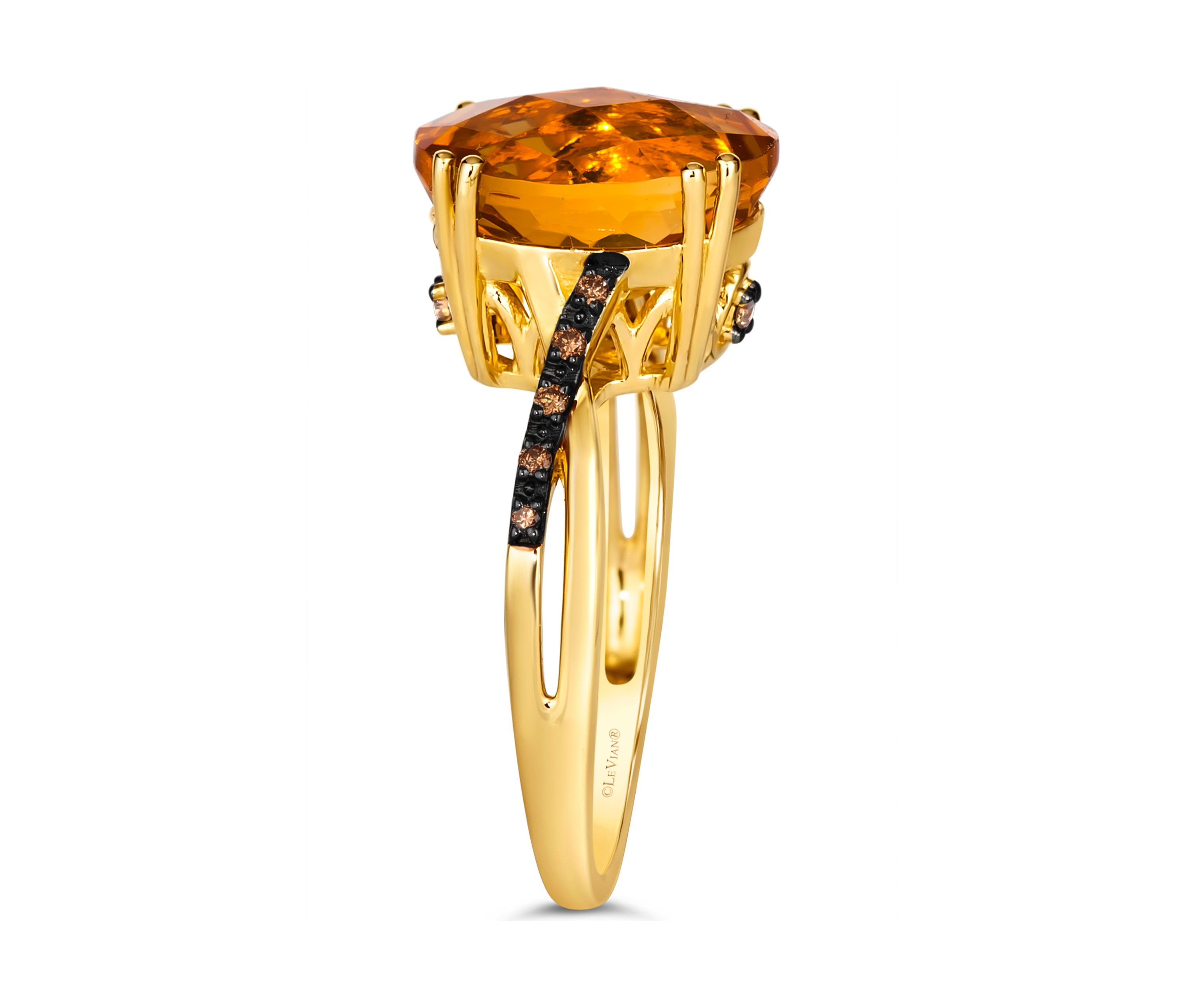 4.25 ct. t.w. Cinnamon Citrine®, Nude Diamonds™, 1/10 ct. t.w. Chocolate Diamonds® Ring  in 14K Honey Gold™
