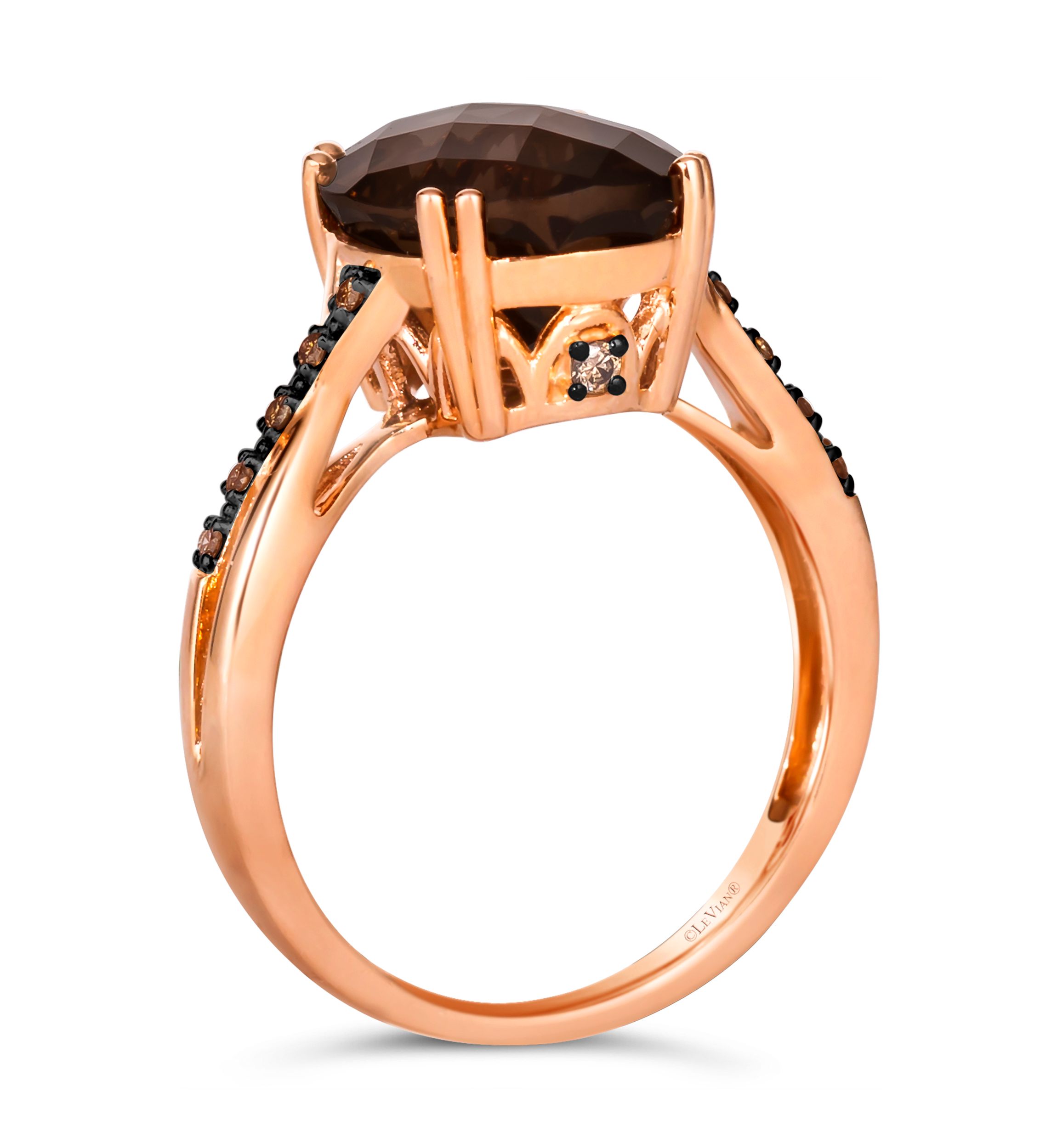 4.25 ct. t.w. Chocolate Quartz®, Nude Diamonds™, 1/20 ct. t.w. Chocolate Diamonds® Ring in 14K Strawberry Gold®