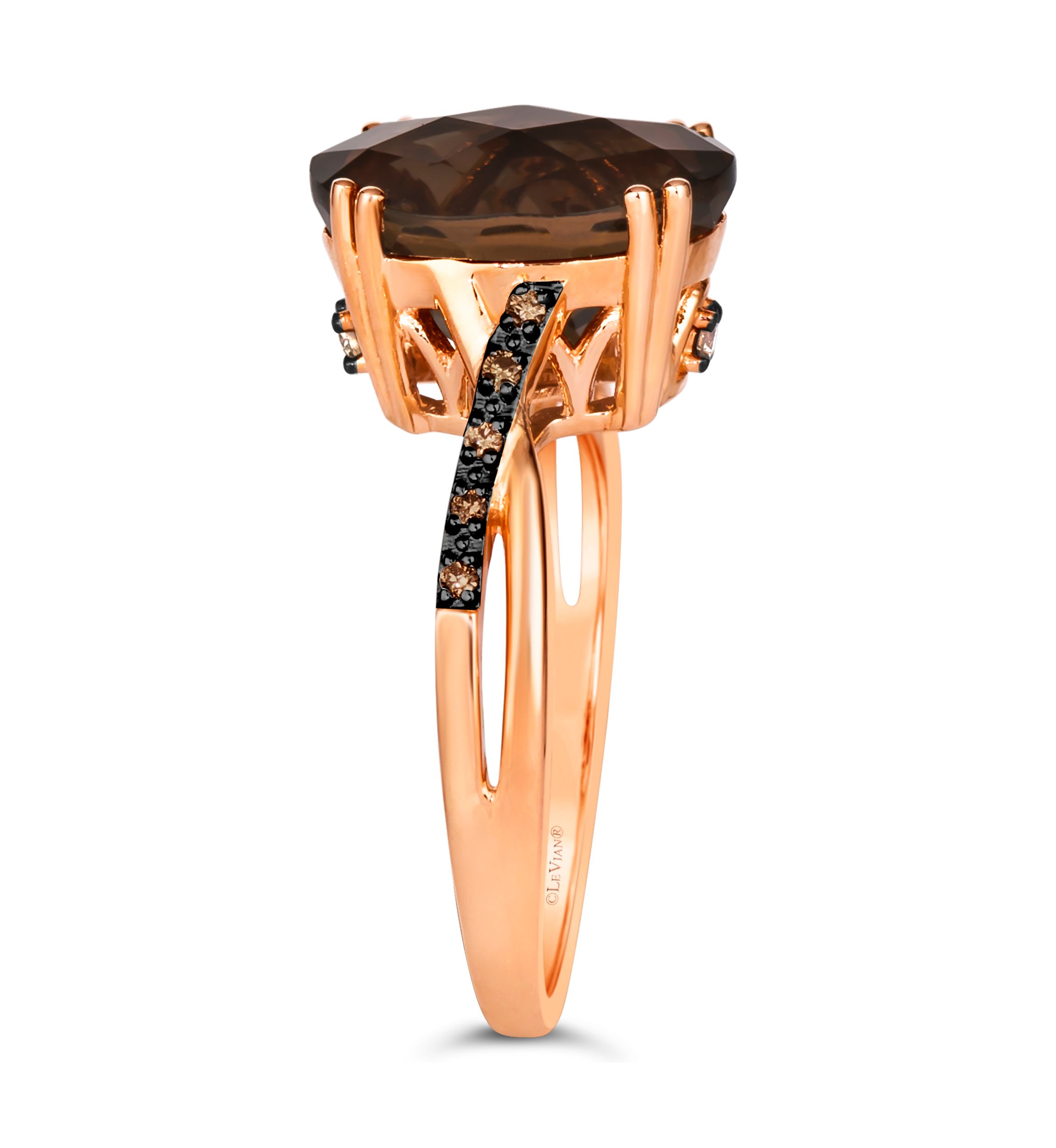 4.25 ct. t.w. Chocolate Quartz®, Nude Diamonds™, 1/20 ct. t.w. Chocolate Diamonds® Ring in 14K Strawberry Gold®