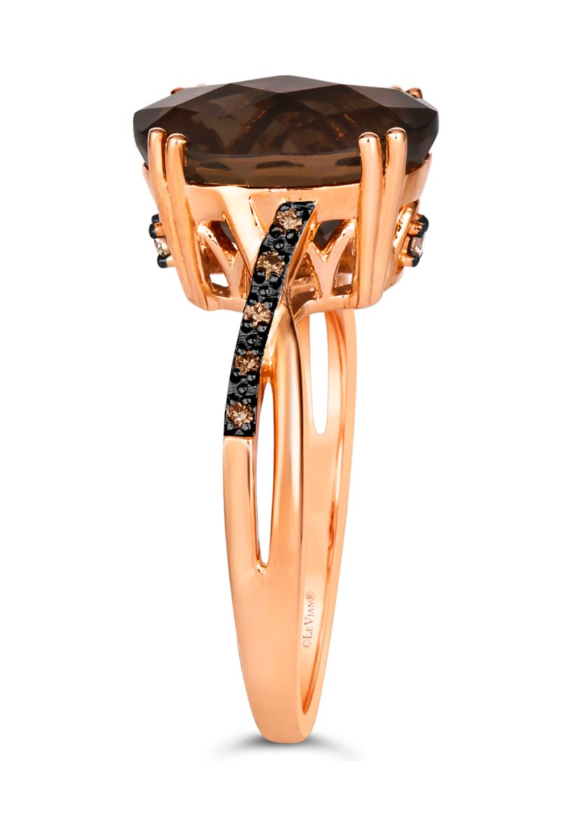 4.25 ct. t.w. Chocolate Quartz®, Nude Diamonds™, 1/20 ct. t.w. Chocolate Diamonds® Ring in 14K Strawberry Gold®