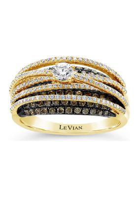 Le Vian® Chocolatier Vanilla Diamonds and Chocolate Diamonds 14k Honey ...