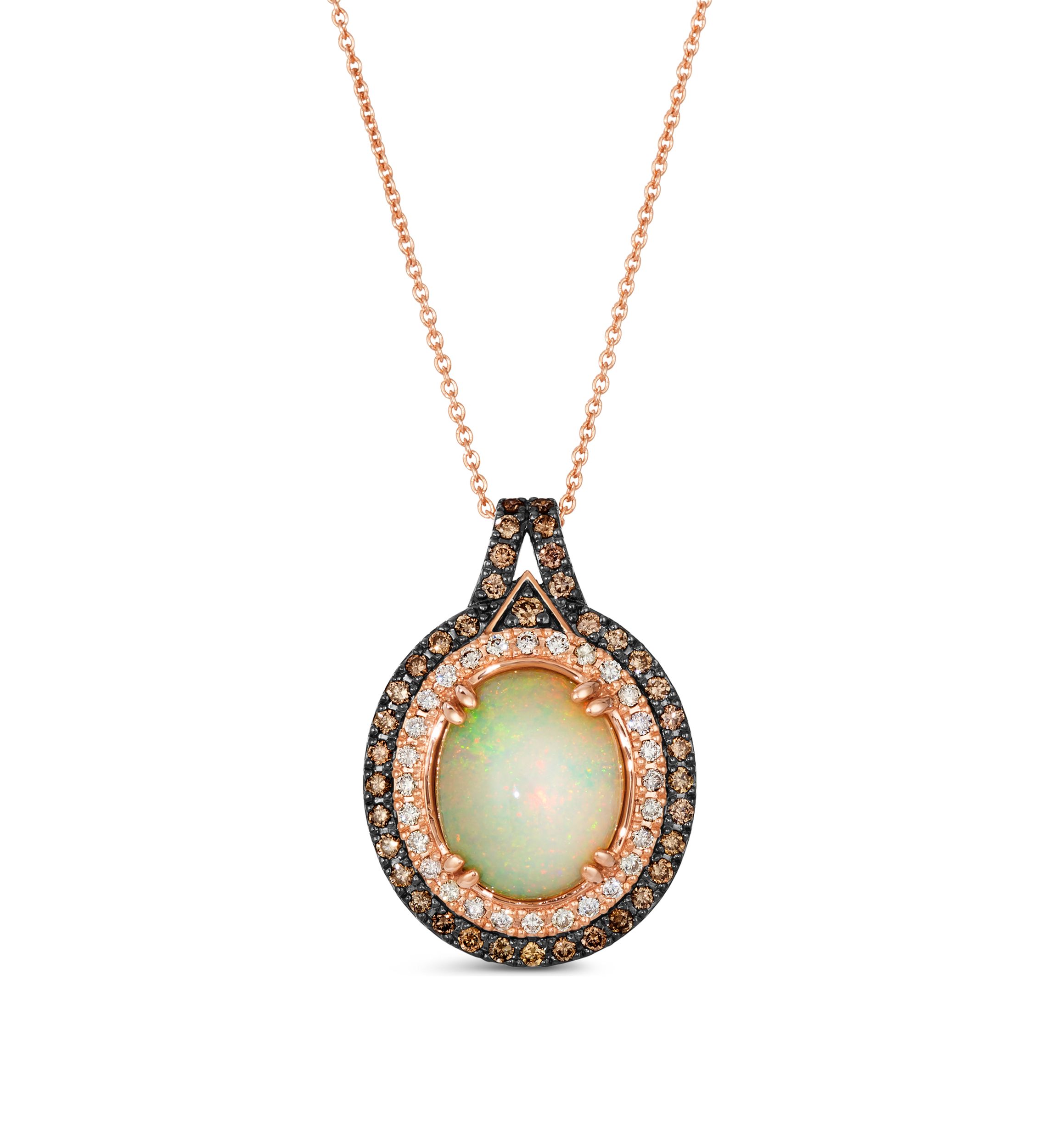 Pendant featuring 2.3 ct. t.w. Neopolitan Opal™, 1/3 ct. t.w. Chocolate Diamonds®, 1/5 ct. t.w. Nude Diamonds™ set in 14K Strawberry Gold®