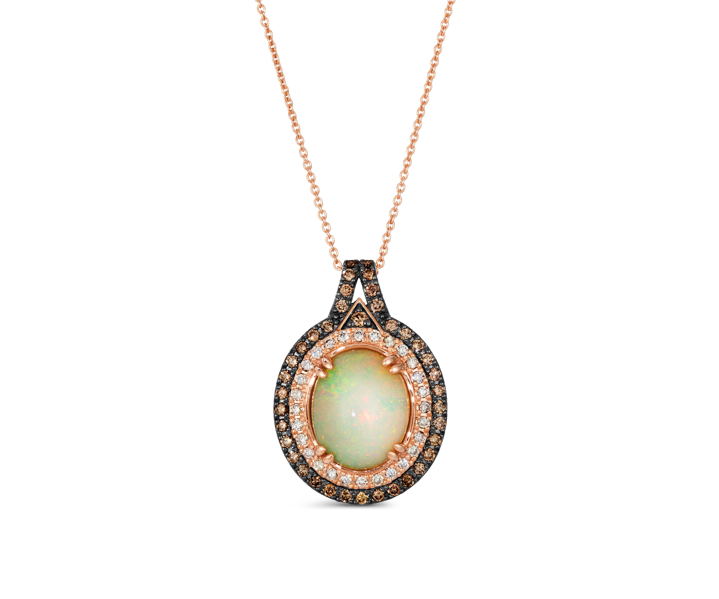 Pendant featuring 2.3 ct. t.w. Neopolitan Opal™, 1/3 ct. t.w. Chocolate Diamonds®, 1/5 ct. t.w. Nude Diamonds™ set in 14K Strawberry Gold®