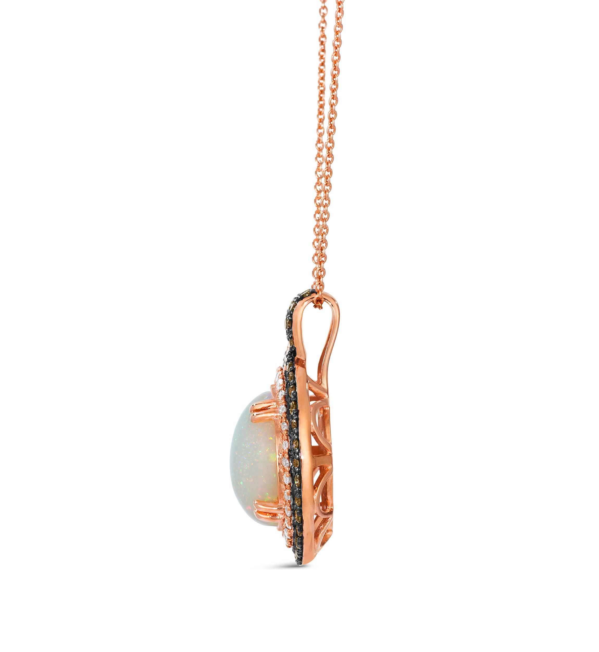 Pendant featuring 2.3 ct. t.w. Neopolitan Opal™, 1/3 ct. t.w. Chocolate Diamonds®, 1/5 ct. t.w. Nude Diamonds™ set in 14K Strawberry Gold®
