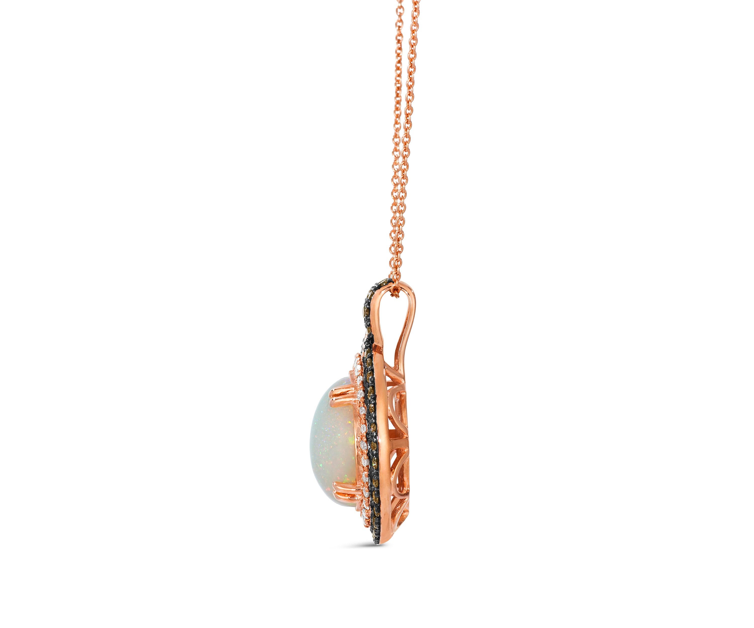 Pendant featuring 2.3 ct. t.w. Neopolitan Opal™, 1/3 ct. t.w. Chocolate Diamonds®, 1/5 ct. t.w. Nude Diamonds™ set in 14K Strawberry Gold®