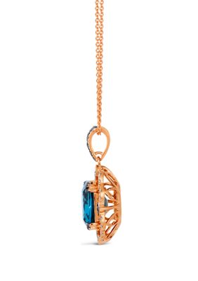 Pendant featuring 3.25 ct. t.w. Deep Sea Blue Topaz™, 1/5 ct. t.w. Chocolate Diamonds®, 1/5 ct. t.w. Nude Diamonds™ set in 14K Strawberry Gold®