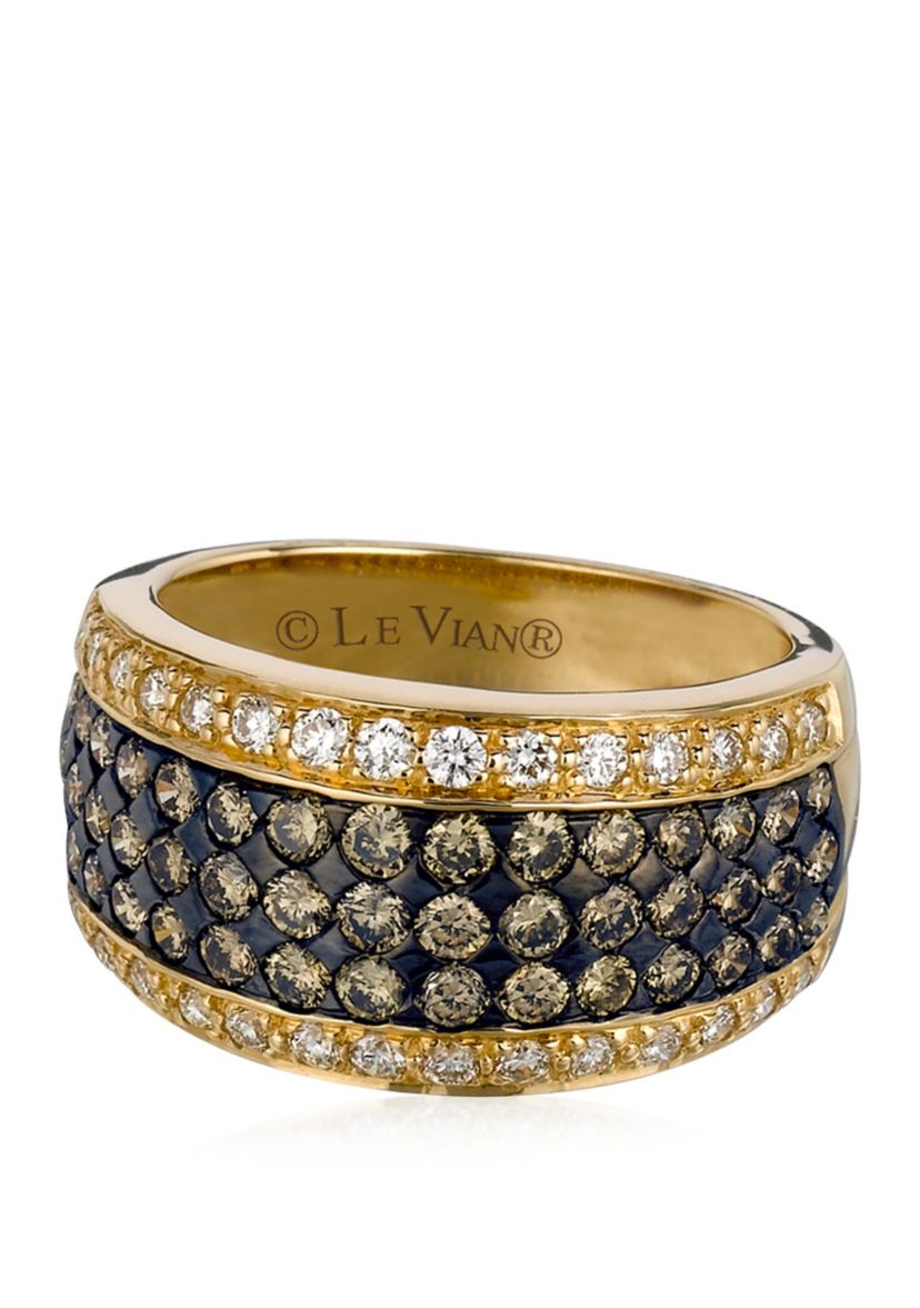  1.58 ct. t.w. Chocolate Diamond and 1.2 ct. t.w. Vanilla Diamond 3 Row Band in 14K Yellow Gold