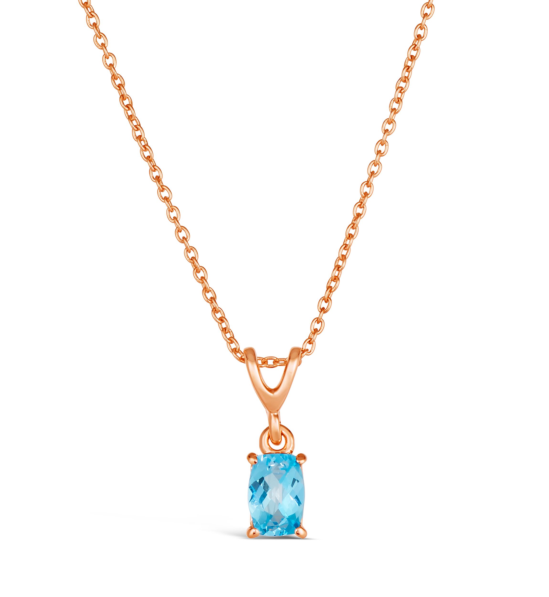 Le Vian® Pendant Necklace featuring 3/8 ct. t.w. Ocean Blue Topaz in Strawberry Gold® Plated Sterling Silver