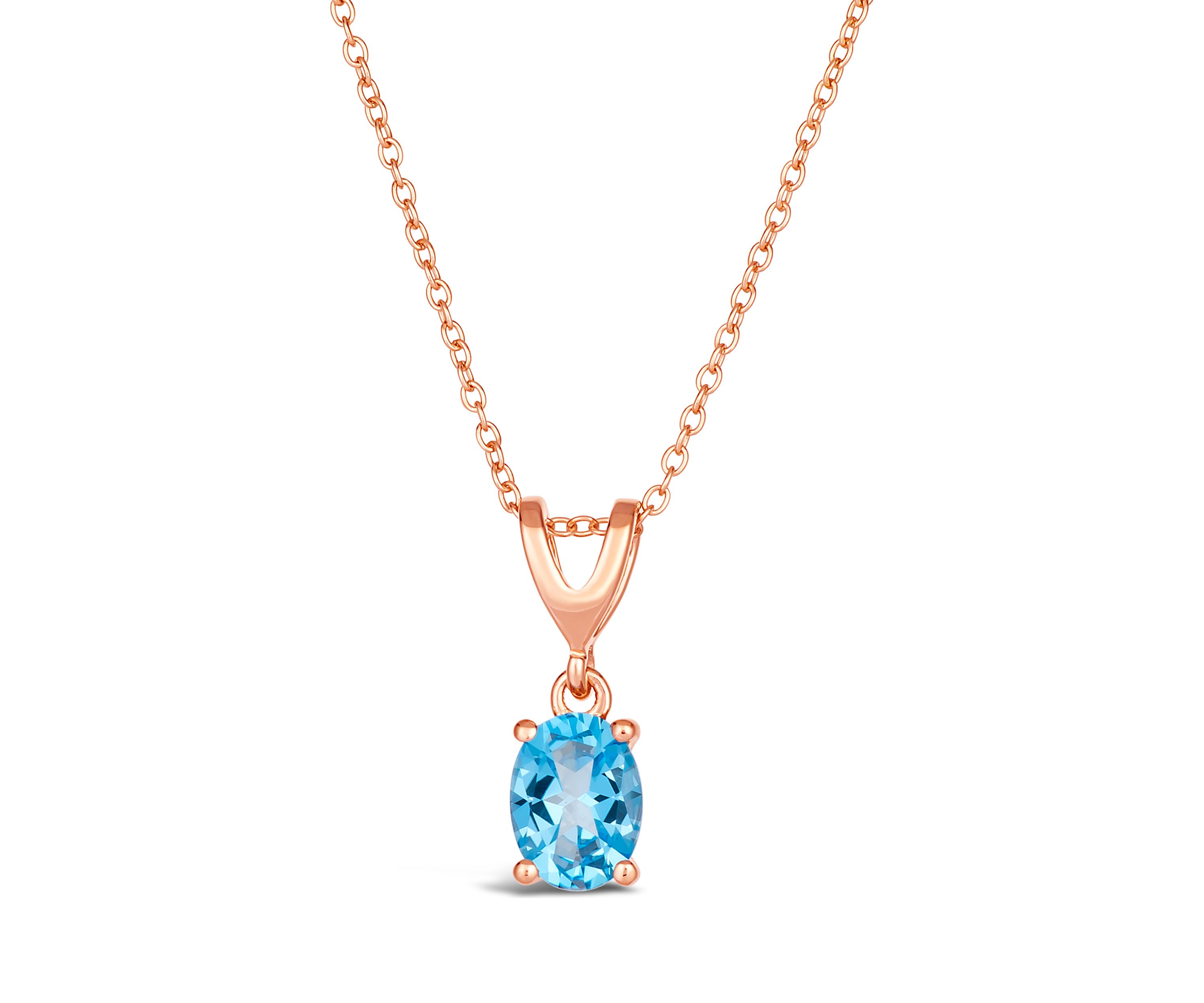 1 ct. t.w. Ocean Blue Topaz™  Pendant Necklace in 14K Strawberry Gold® Plated 925 Sterling Silver 