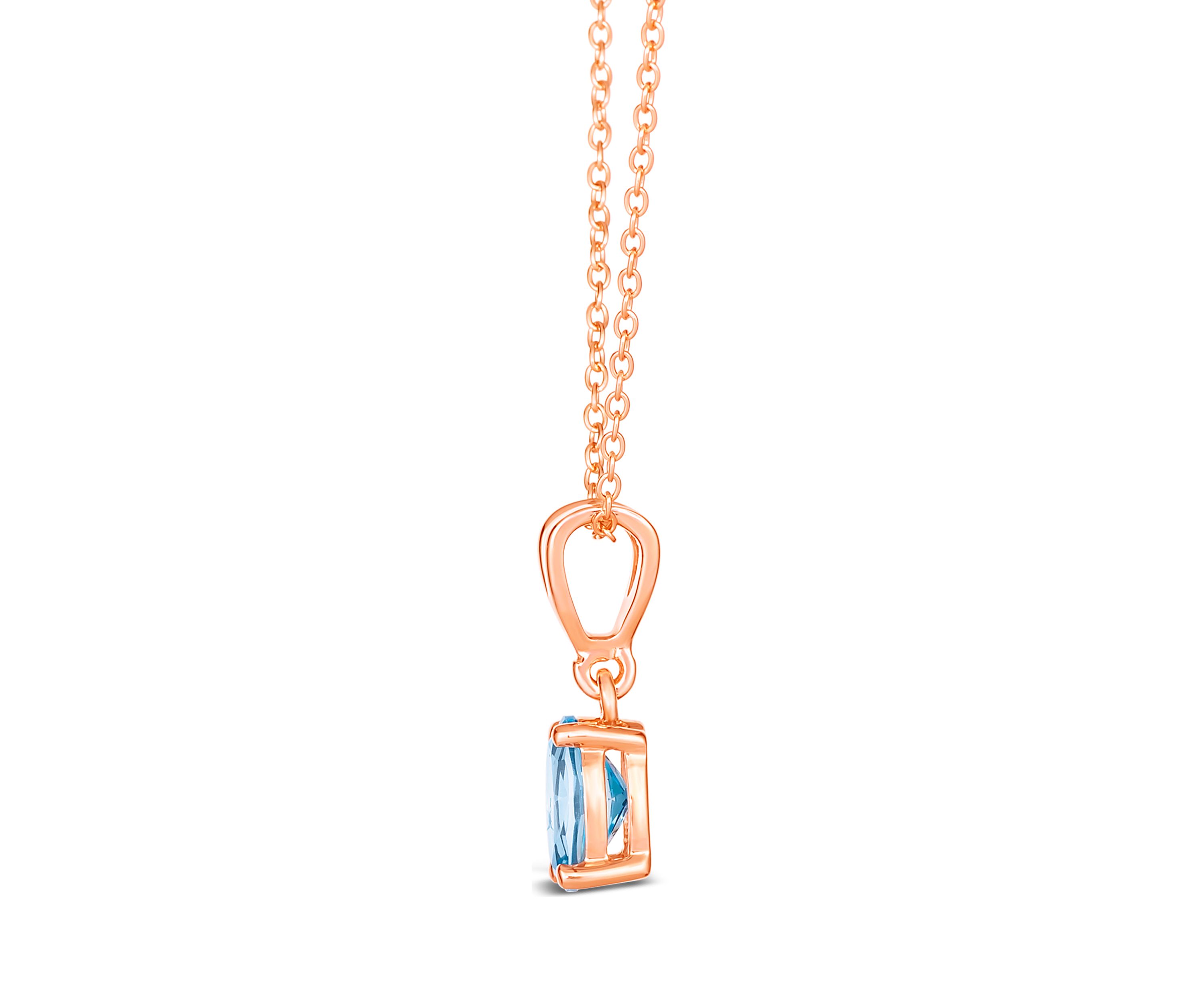 1 ct. t.w. Ocean Blue Topaz™  Pendant Necklace in 14K Strawberry Gold® Plated 925 Sterling Silver 
