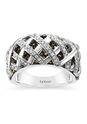 Le Vian ChocolatierÂ® Ring With 1.63 Ct. T.w. Chocolate Diamonds And Vanilla Diamonds In 14K Vanilla Gold