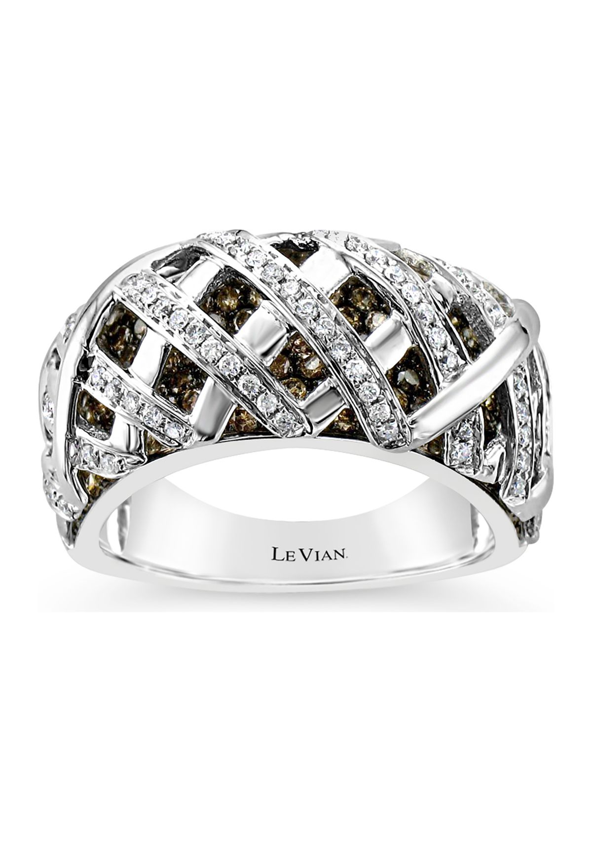Chocolatier® Ring with 1.63 ct. t.w. Chocolate Diamonds® and Vanilla Diamonds® in 14K Vanilla Gold®