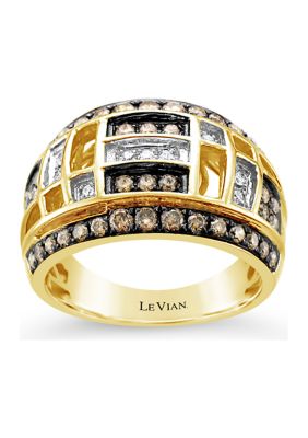 Le Vian ChocolatierÂ® Ring With 3/4 Ct. T.w. Chocolate Diamonds And Vanilla Diamonds In 14K Honey Gold