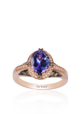 14k Strawberry Gold® Blueberry Tanzanite™, Chocolate Diamond®, and Vanilla Diamond® Ring - Belk Exclusive