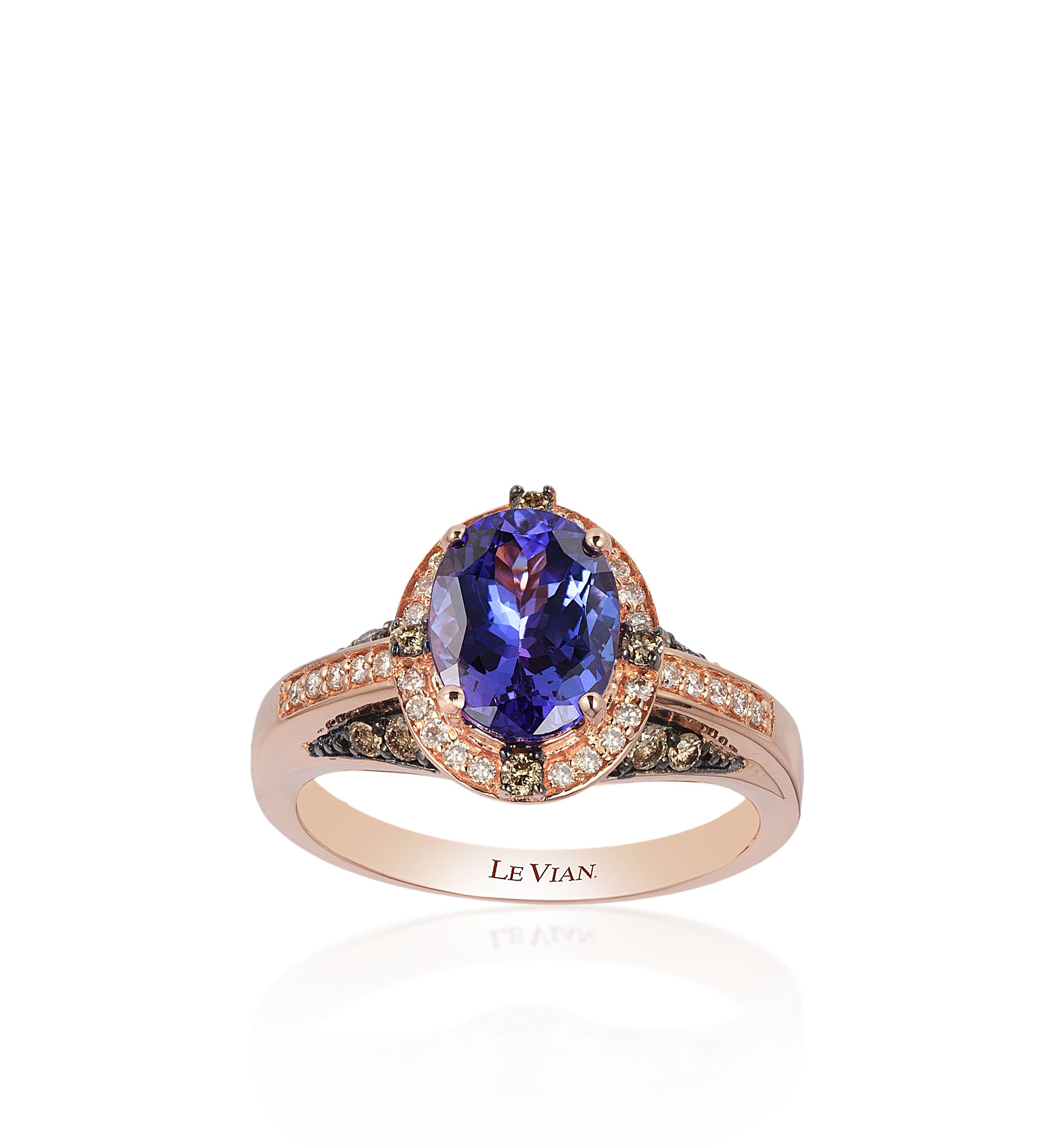 14k Strawberry Gold® Blueberry Tanzanite™, Chocolate Diamond®, and Vanilla Diamond® Ring - Belk Exclusive
