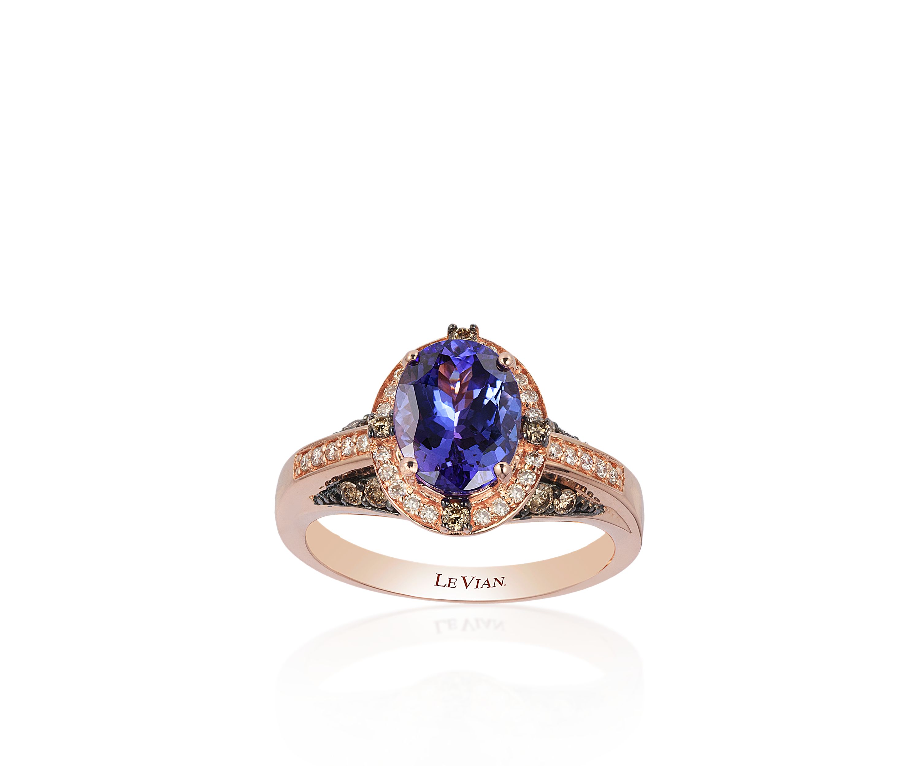 14k Strawberry Gold® Blueberry Tanzanite™, Chocolate Diamond®, and Vanilla Diamond® Ring - Belk Exclusive