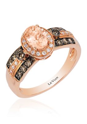 Le Vian ChocolatierÂ® Ring With 1/2 Ct. T.w. Peach Morganiteâ¢, 1/4 Ct. T.w. Chocolate Diamonds, 1/10 Ct. T.w Vanilla Diamonds In 14K Strawberry Gold