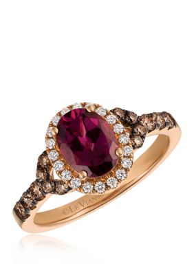 Le Vian 1.38 Ct. T.w. Raspberry RhodoliteÂ® With 1/8 Ct. T.w. Vanilla Diamonds And 1/3 Ct. T.w. Chocolate Diamonds Ring In 14K Strawberry Gold