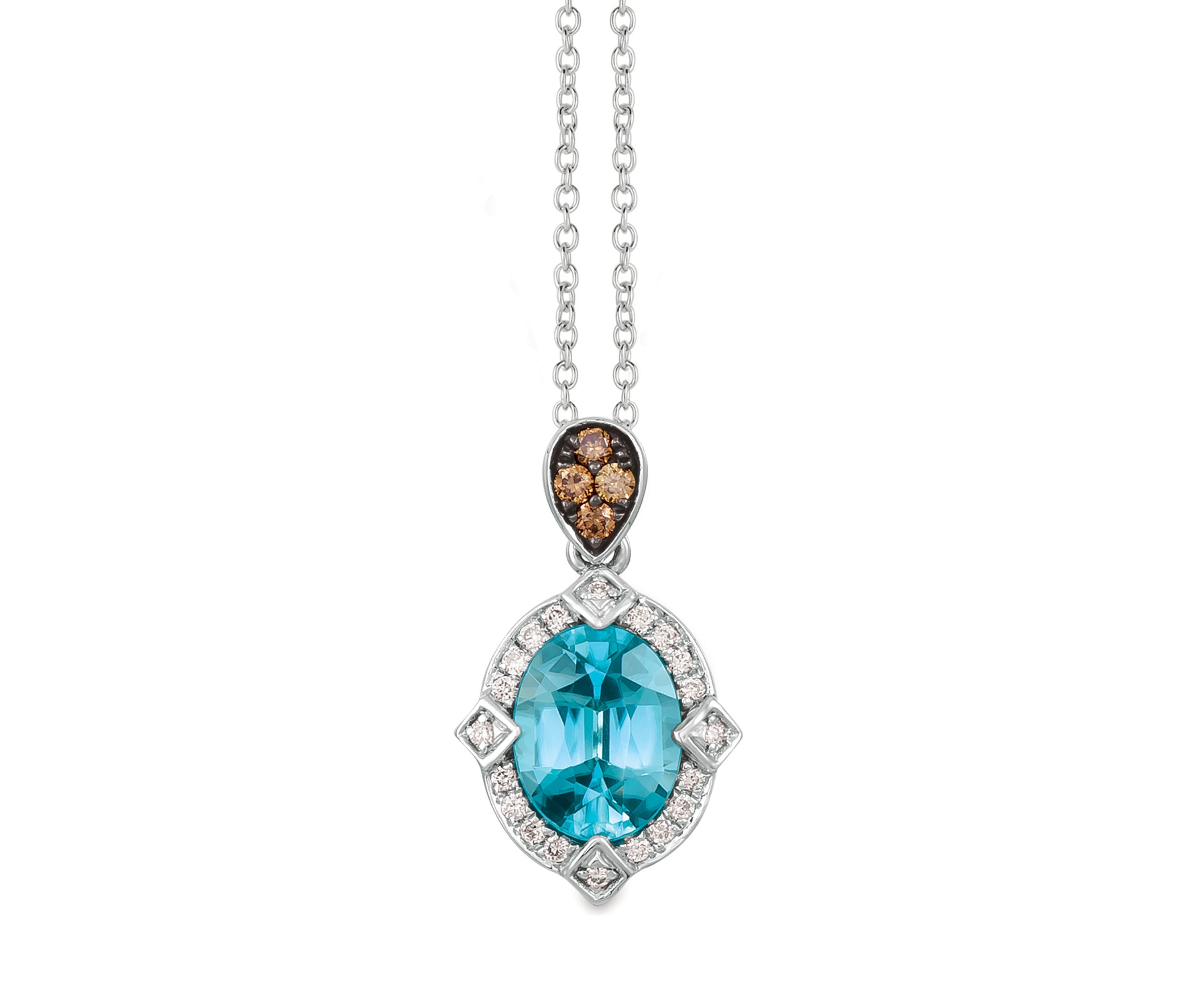 1/5 ct. t.w. Diamond and 1.88 ct. t.w. Blue Zircon Pendant Necklace in 14K White Gold 