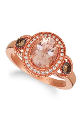 Le Vian ChocolatierÂ® Ring with 1.33 ct. t.w. Peach Morganiteâ¢, 1/8 ct. t.w. Chocolate Diamonds, 1/10 ct. t.w. Vanilla Diamonds in 14K Strawberry Go -  5400322SVGA12