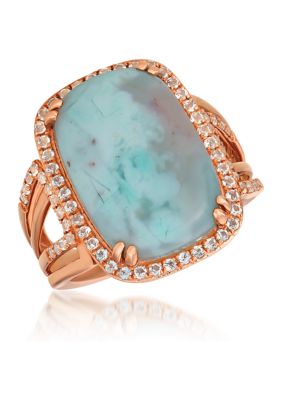  Ring with 7.70 ct. t.w. Aquaprase Turquoise, 1/2 ct. t.w. Vanilla Topaz™ in 14K Strawberry Gold® 