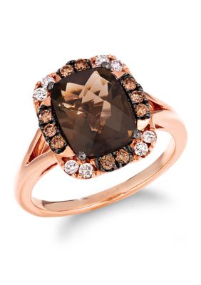 Le Vian Ring With 2.63 Ct. T.w. Chocolate QuartzÂ®, 1/5 Ct. T.w. Chocolate Diamonds, 1/8 Ct. T.w. Nude Diamondsâ¢ In 14K Strawberry Gold