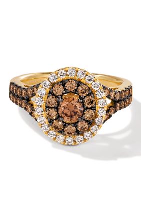 Ring with 7/8 ct. t.w. Chocolate Diamonds®, 1/3 Nude Diamonds™ 14K Honey Gold™