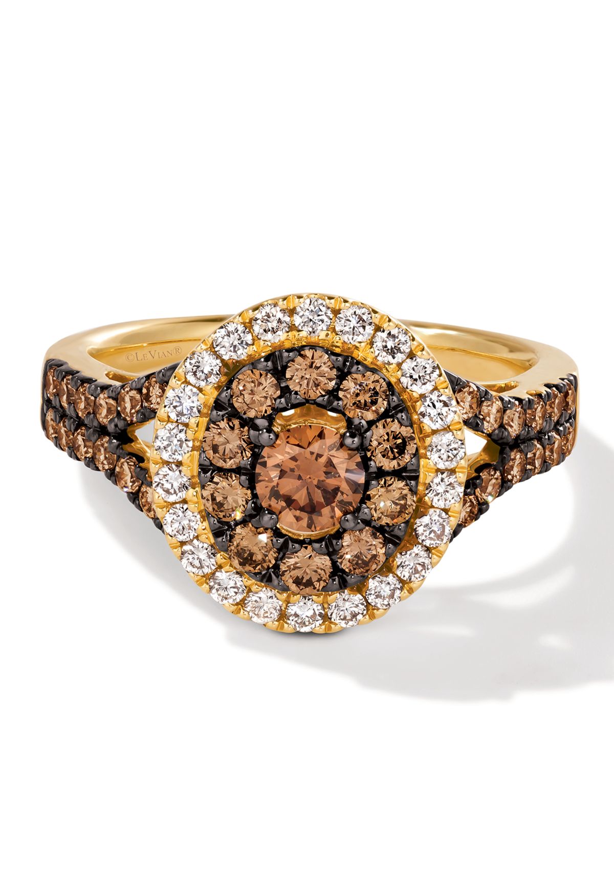 Ring with 7/8 ct. t.w. Chocolate Diamonds®, 1/3 ct. t.w. Nude Diamonds™ in 14K Honey Gold™
