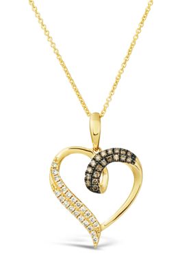 Le Vian 1/8 Ct. T.w. Chocolate DiamondÂ® And 1/6 Ct. T.w. Nude Diamondâ¢ Heart Pendant Necklace In 14K Honey Gold