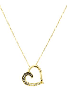 Le Vian 1/6 Ct. T.w. Diamond Heart Pendant Necklace In 14K Yellow Gold