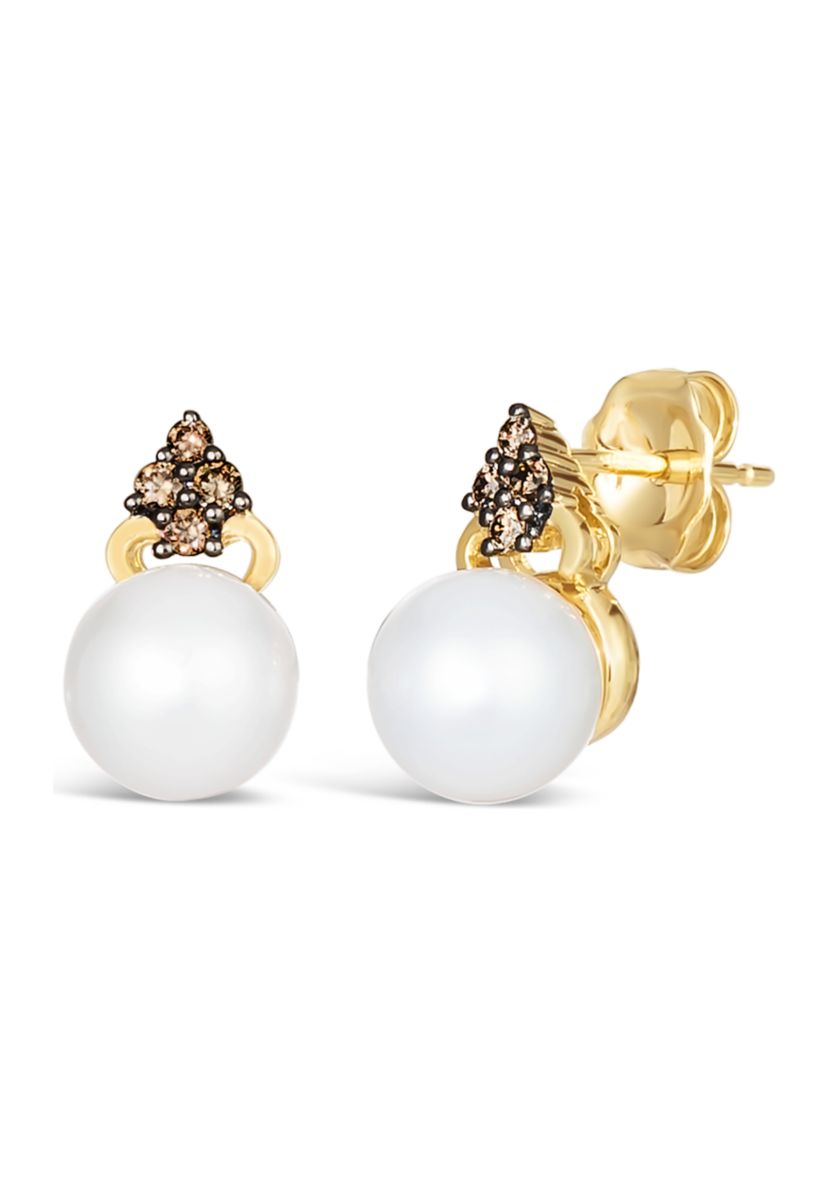 1/5 ct. t.w. Diamond and Freshwater Pearl Pendant Necklace and Earrings Set in 14k Honey Gold™