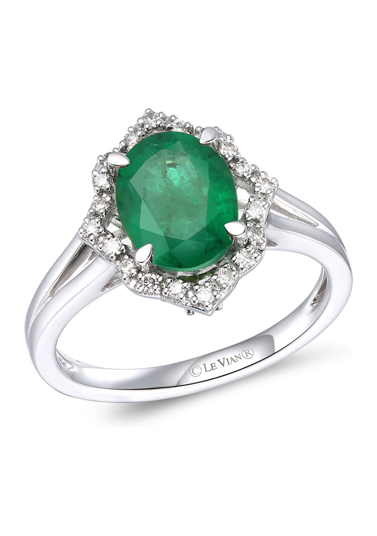1.63 ct. t.w. Emerald and 1/8 ct. t.w. Nude Diamond™ Creme Brulee® Ring in 14K Vanilla Gold®